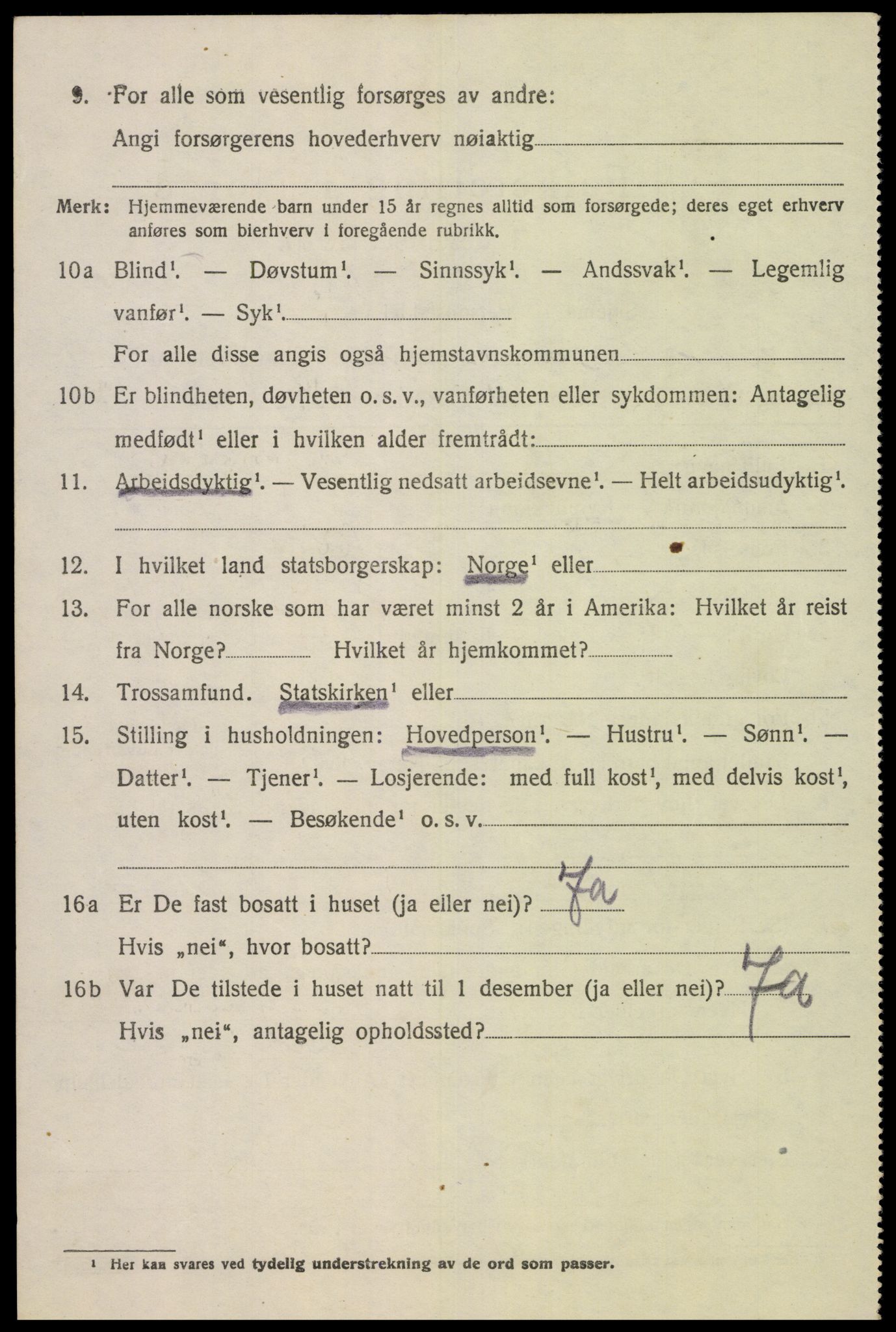 SAK, 1920 census for Øvre Sirdal, 1920, p. 1310