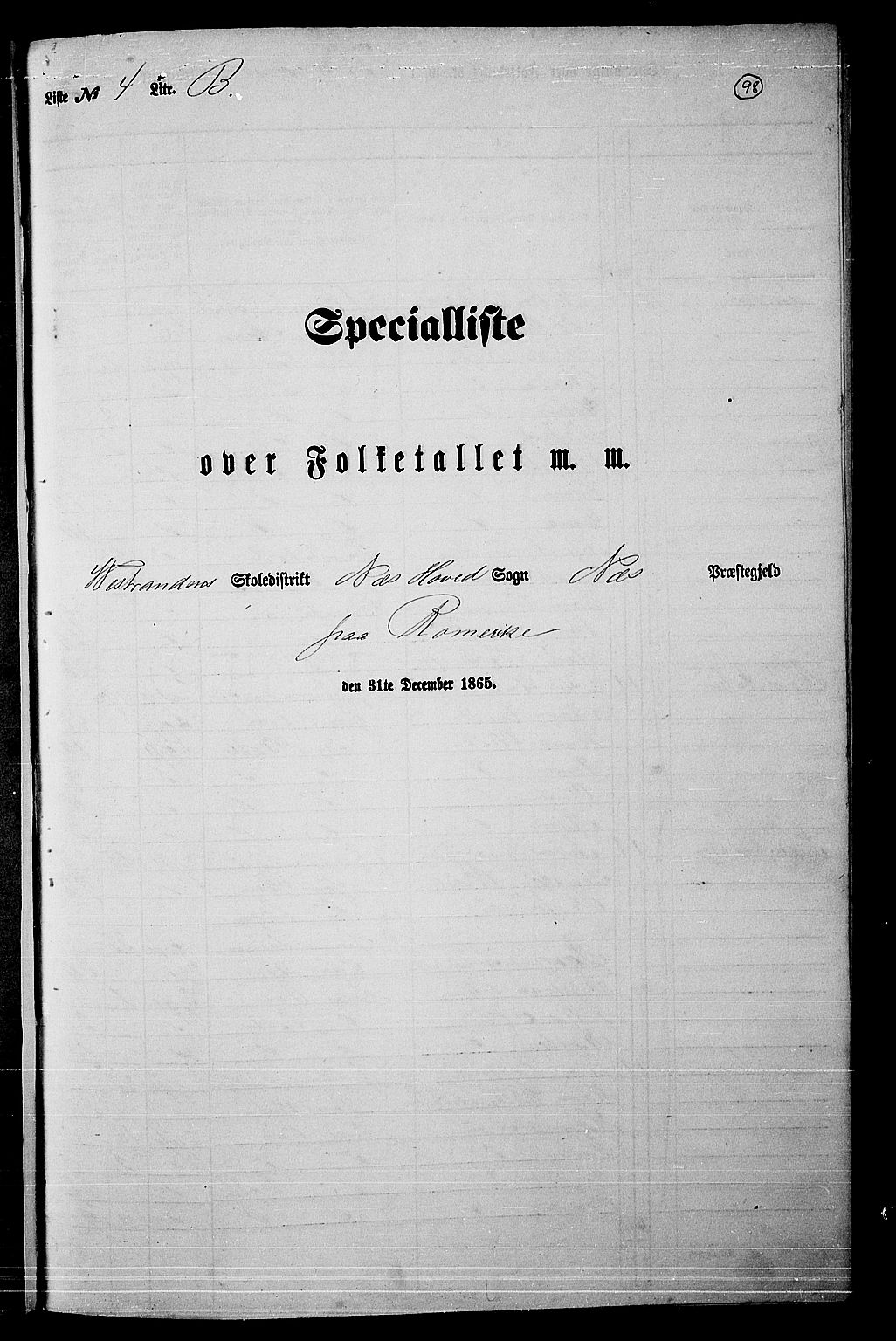 RA, 1865 census for Nes, 1865, p. 90