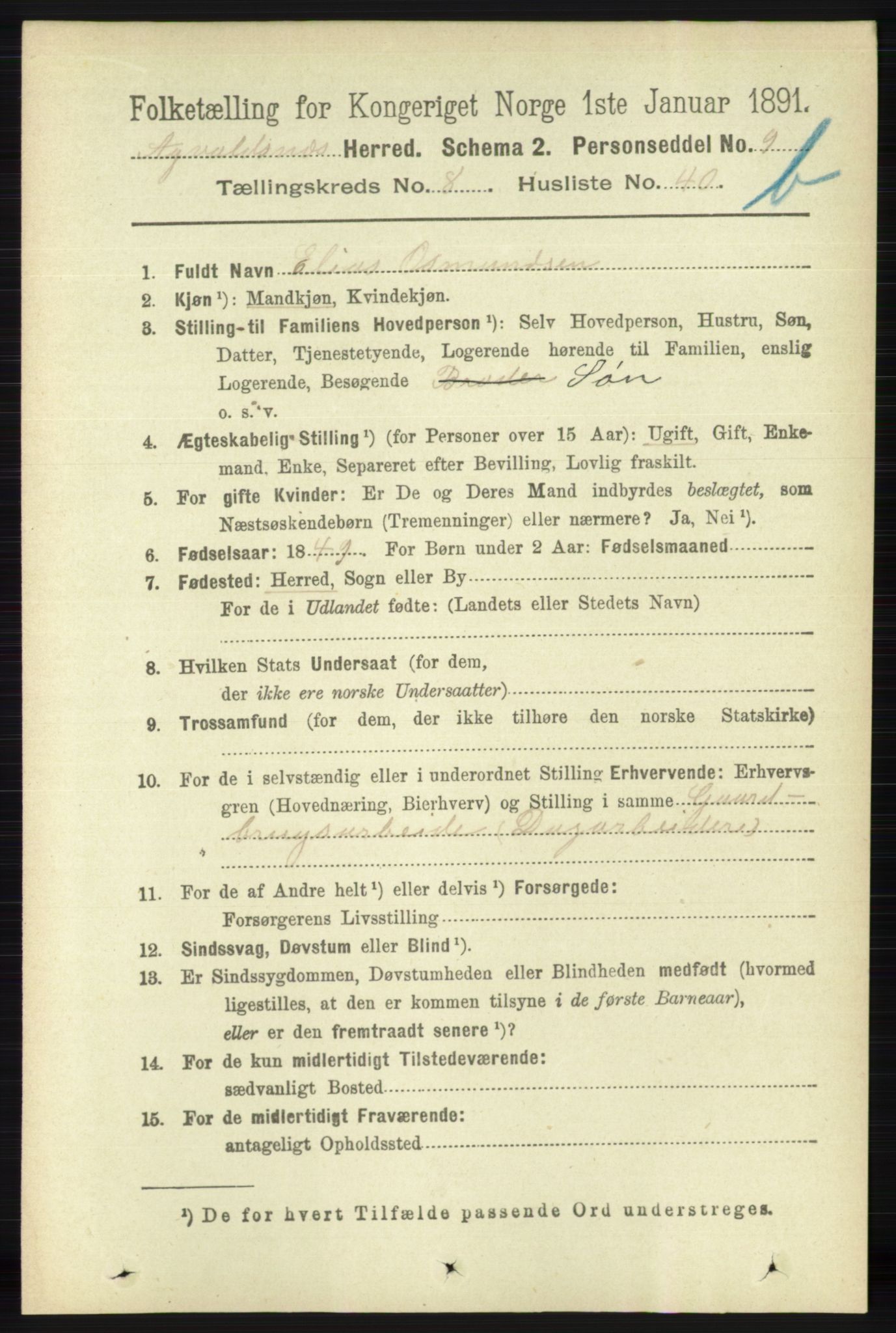 RA, 1891 census for 1147 Avaldsnes, 1891, p. 4410