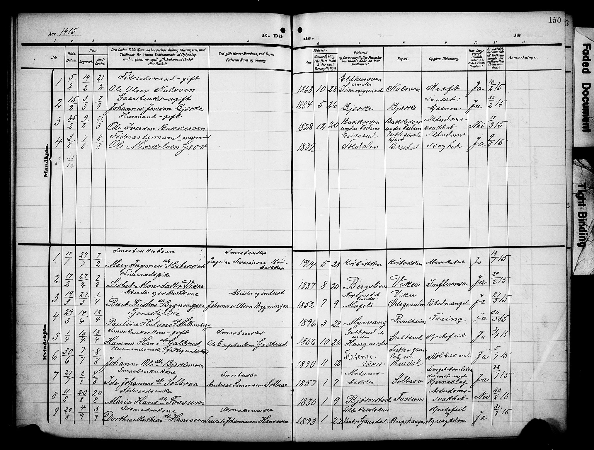 Øyer prestekontor, AV/SAH-PREST-084/H/Ha/Hab/L0006: Parish register (copy) no. 6, 1906-1929, p. 150