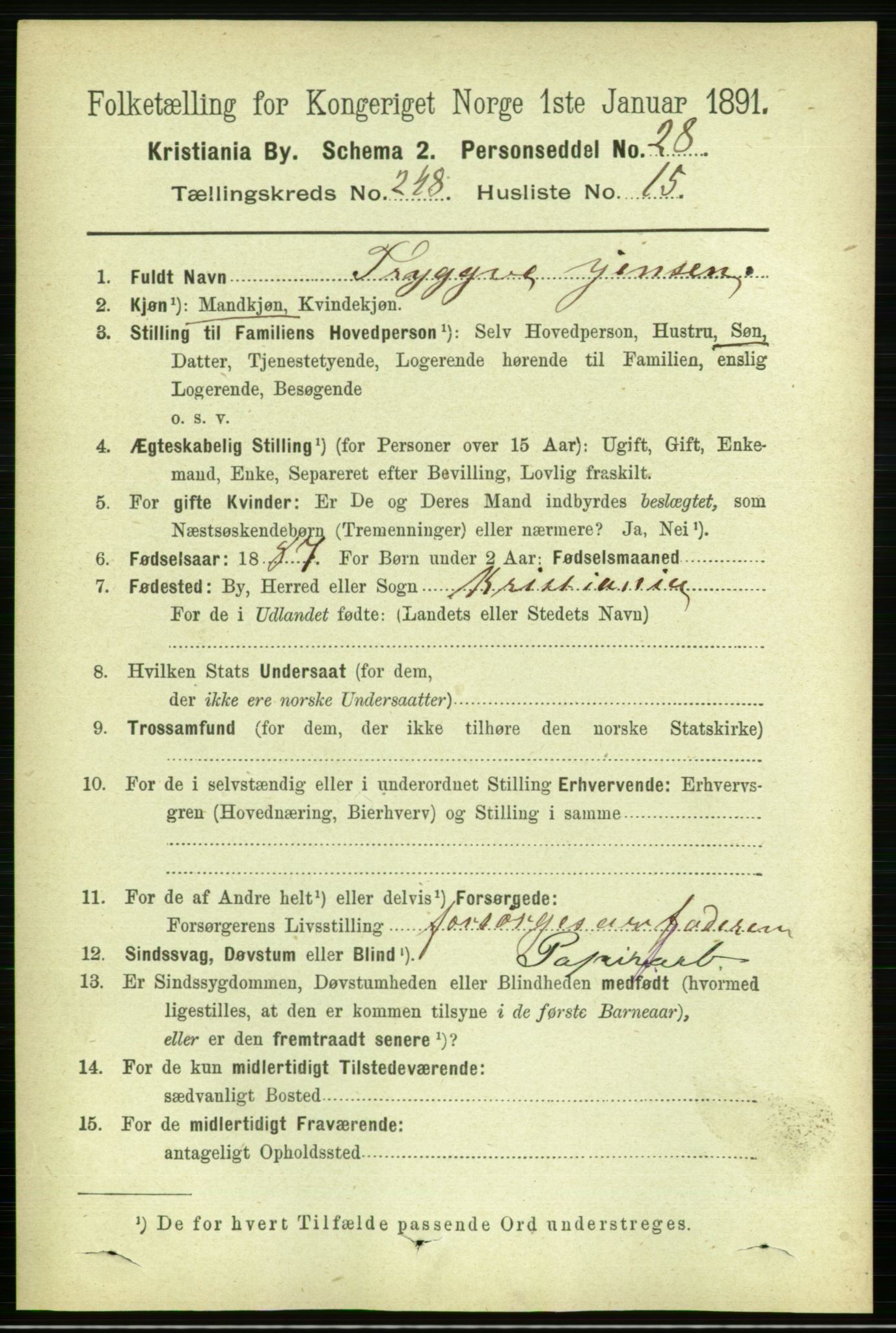 RA, 1891 census for 0301 Kristiania, 1891, p. 151746