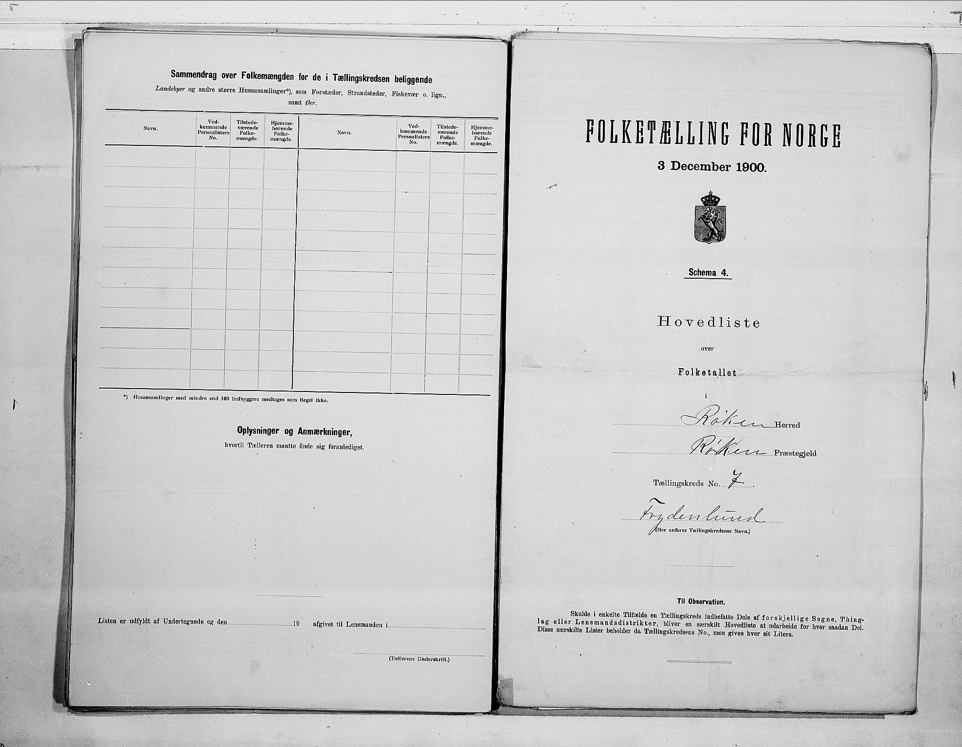 RA, 1900 census for Røyken, 1900, p. 20