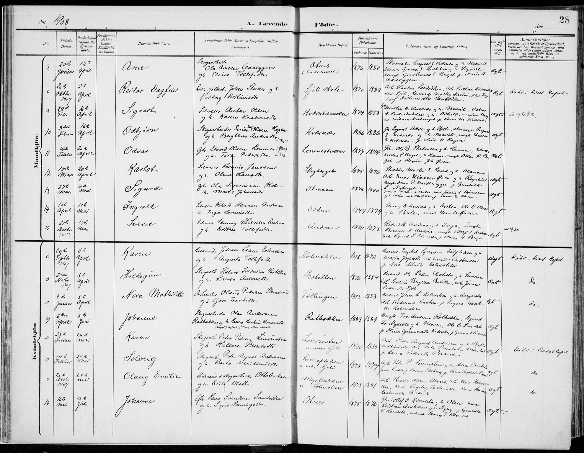 Rendalen prestekontor, AV/SAH-PREST-054/H/Ha/Haa/L0011: Parish register (official) no. 11, 1901-1925, p. 28