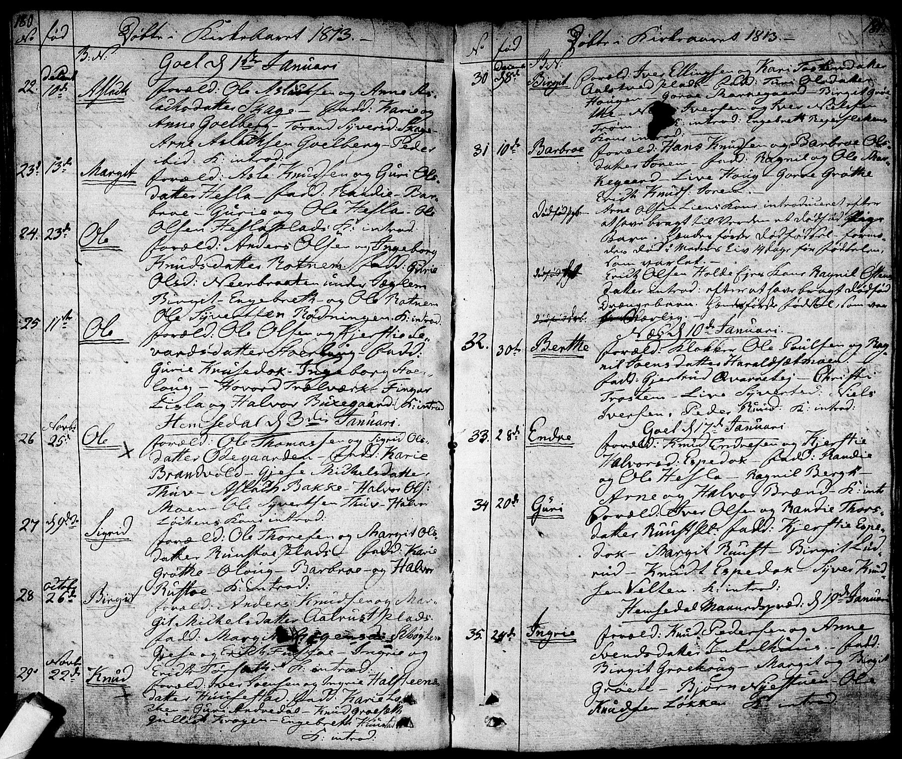 Nes kirkebøker, AV/SAKO-A-236/F/Fa/L0006: Parish register (official) no. 6, 1808-1814, p. 180-181