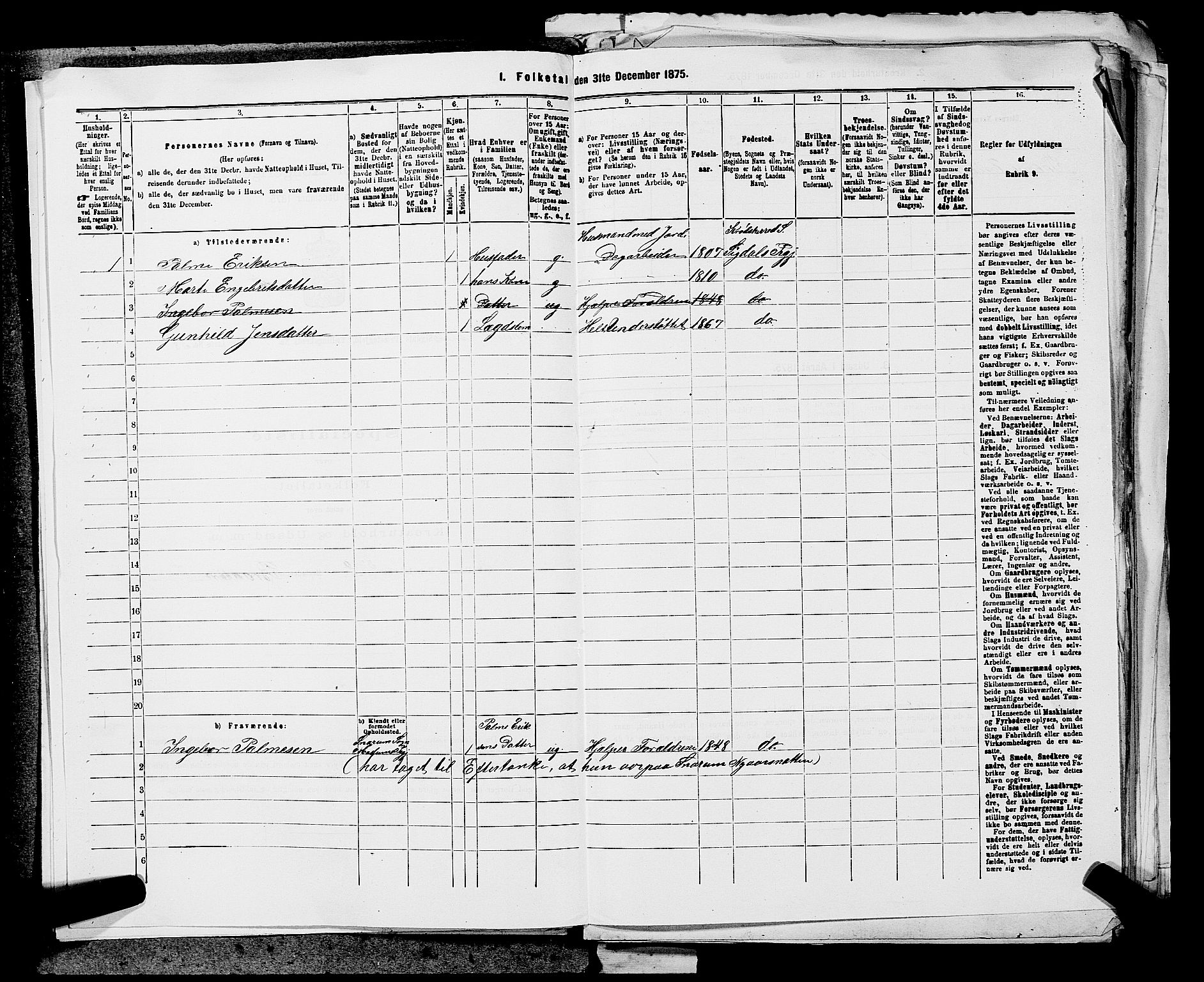 SAKO, 1875 census for 0621P Sigdal, 1875, p. 1167