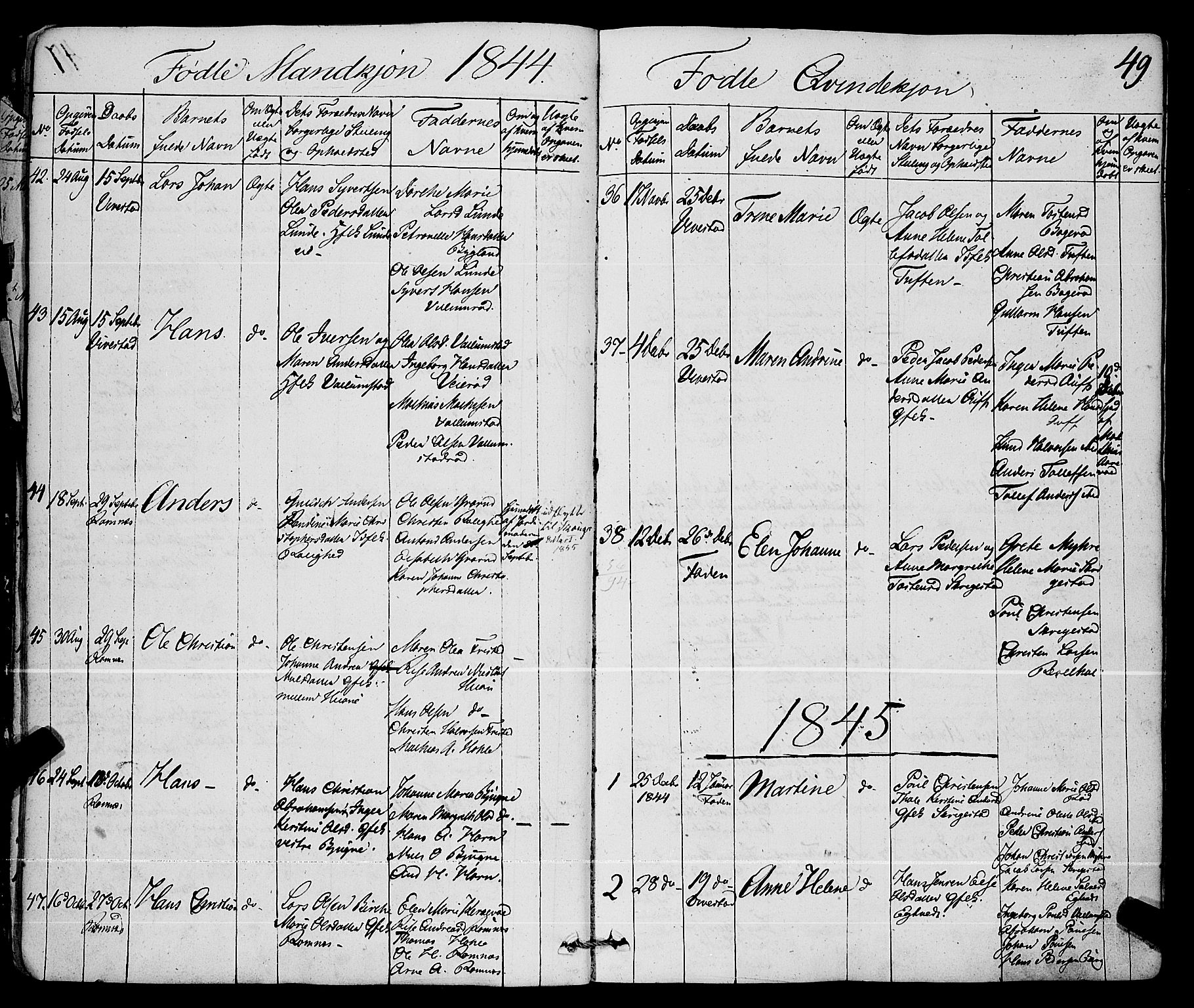 Ramnes kirkebøker, AV/SAKO-A-314/F/Fa/L0005: Parish register (official) no. I 5, 1841-1861, p. 48-49