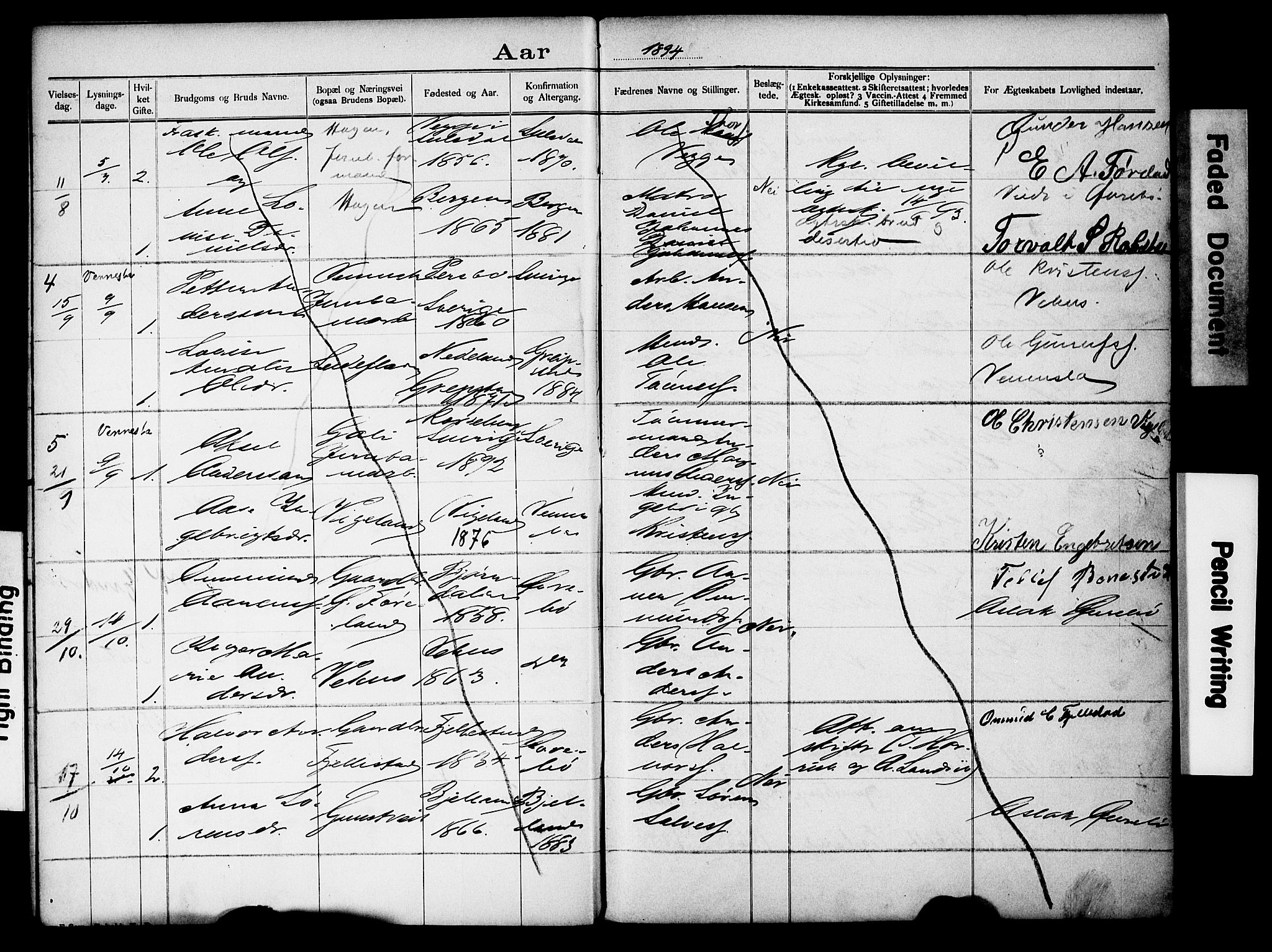 Vennesla sokneprestkontor, AV/SAK-1111-0045/J/L0032/0004: Banns register no. II 5 2, 1892-1917, p. 11