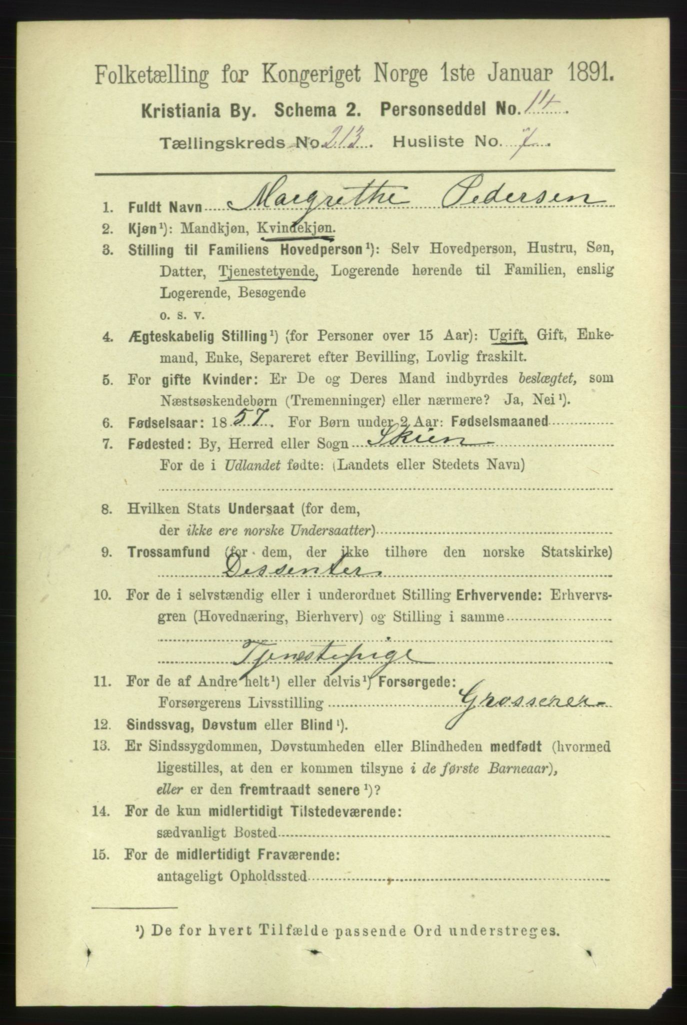 RA, 1891 census for 0301 Kristiania, 1891, p. 127199
