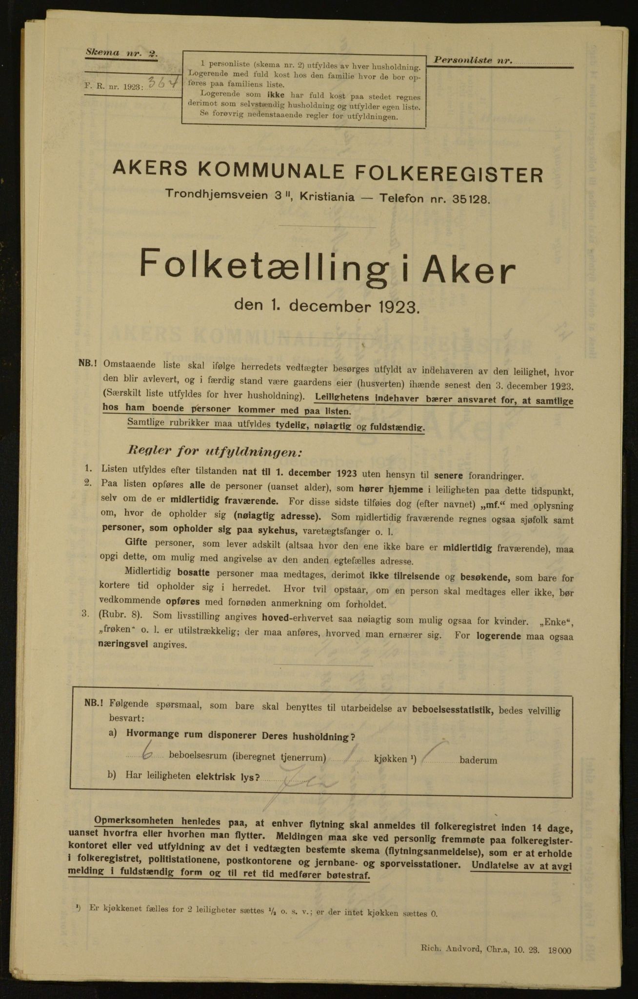 , Municipal Census 1923 for Aker, 1923, p. 2314