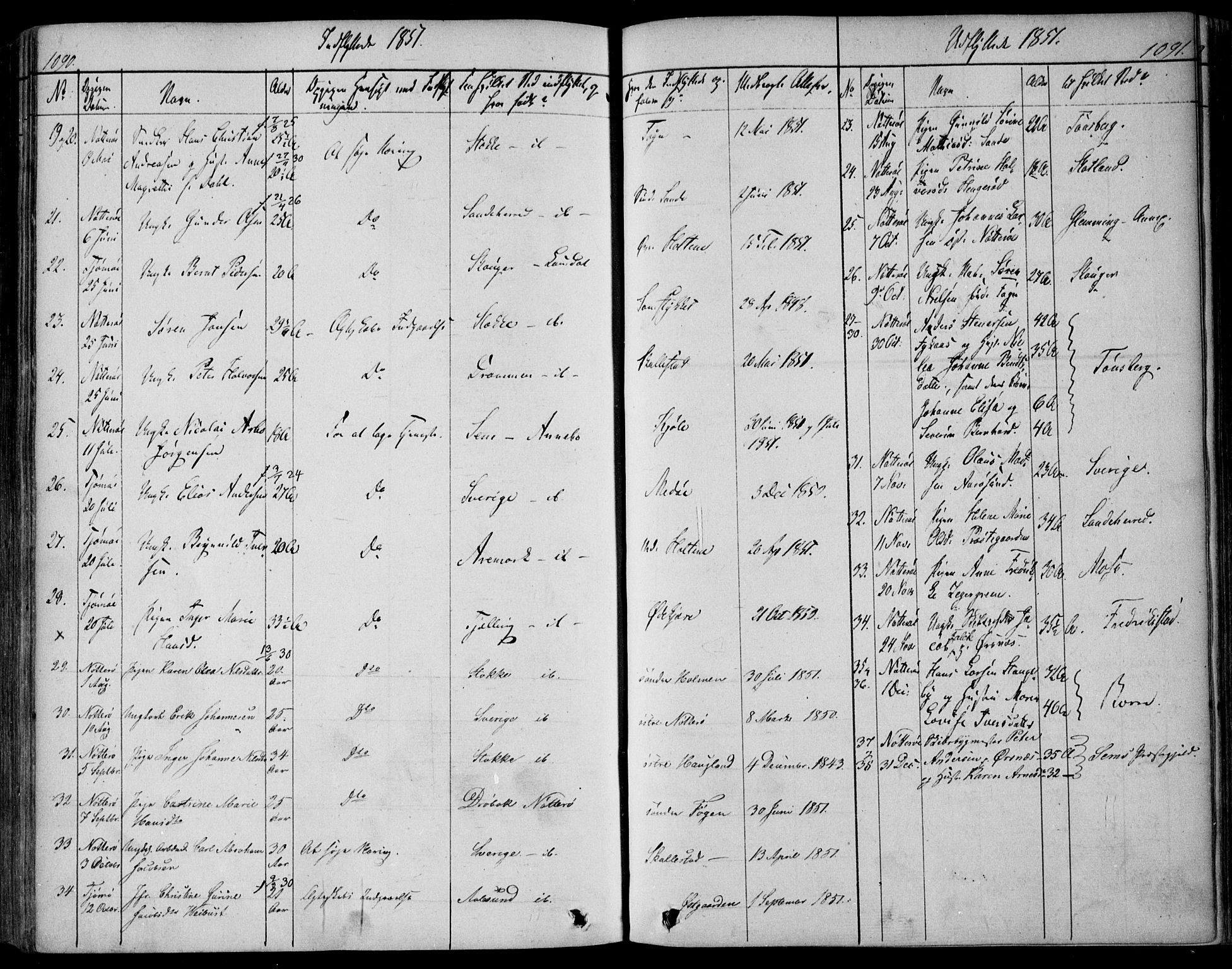 Nøtterøy kirkebøker, AV/SAKO-A-354/F/Fa/L0005: Parish register (official) no. I 5, 1839-1852, p. 1090-1091