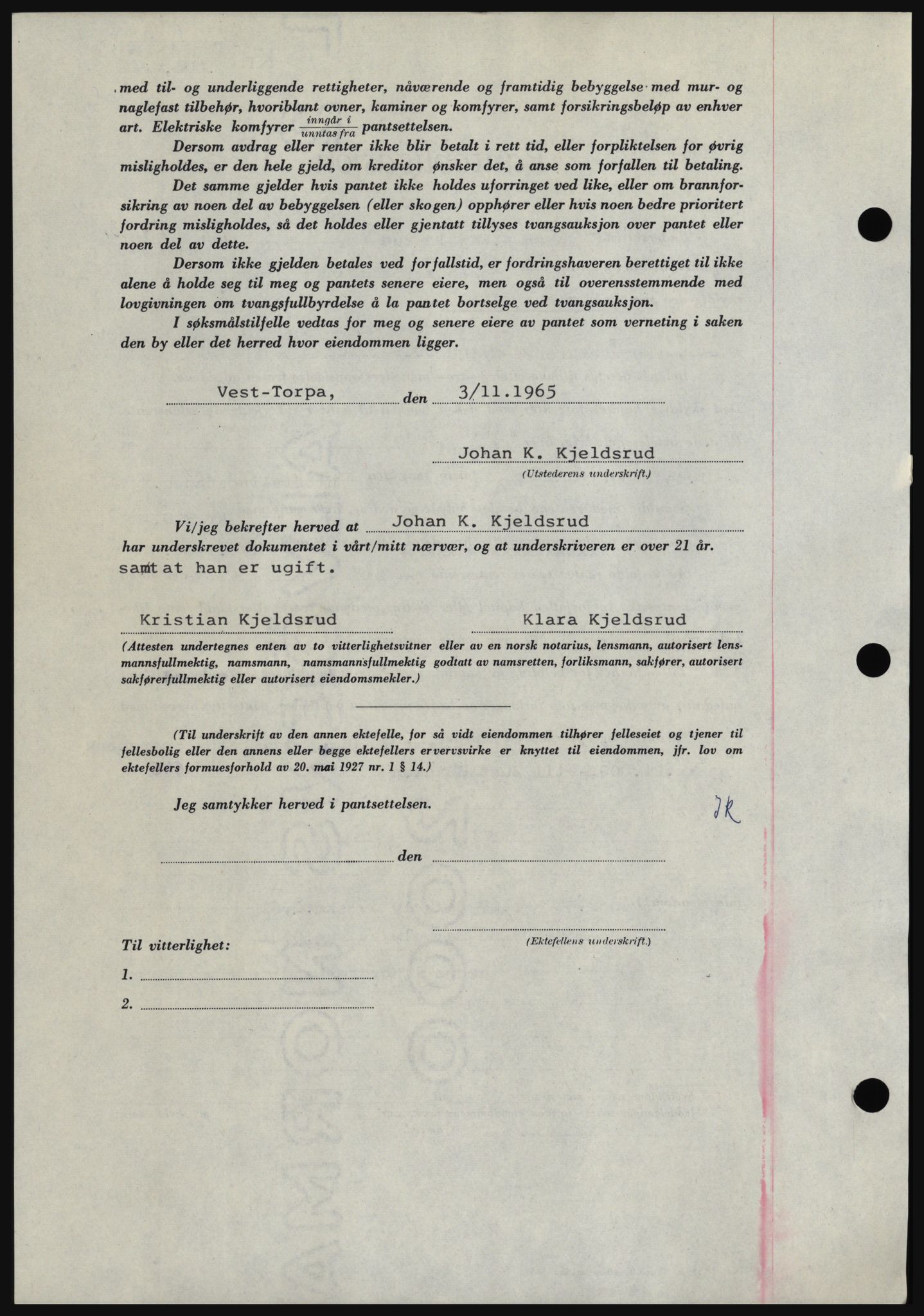 Hadeland og Land tingrett, SAH/TING-010/H/Hb/Hbc/L0061: Mortgage book no. B61, 1965-1966, Diary no: : 6326/1965