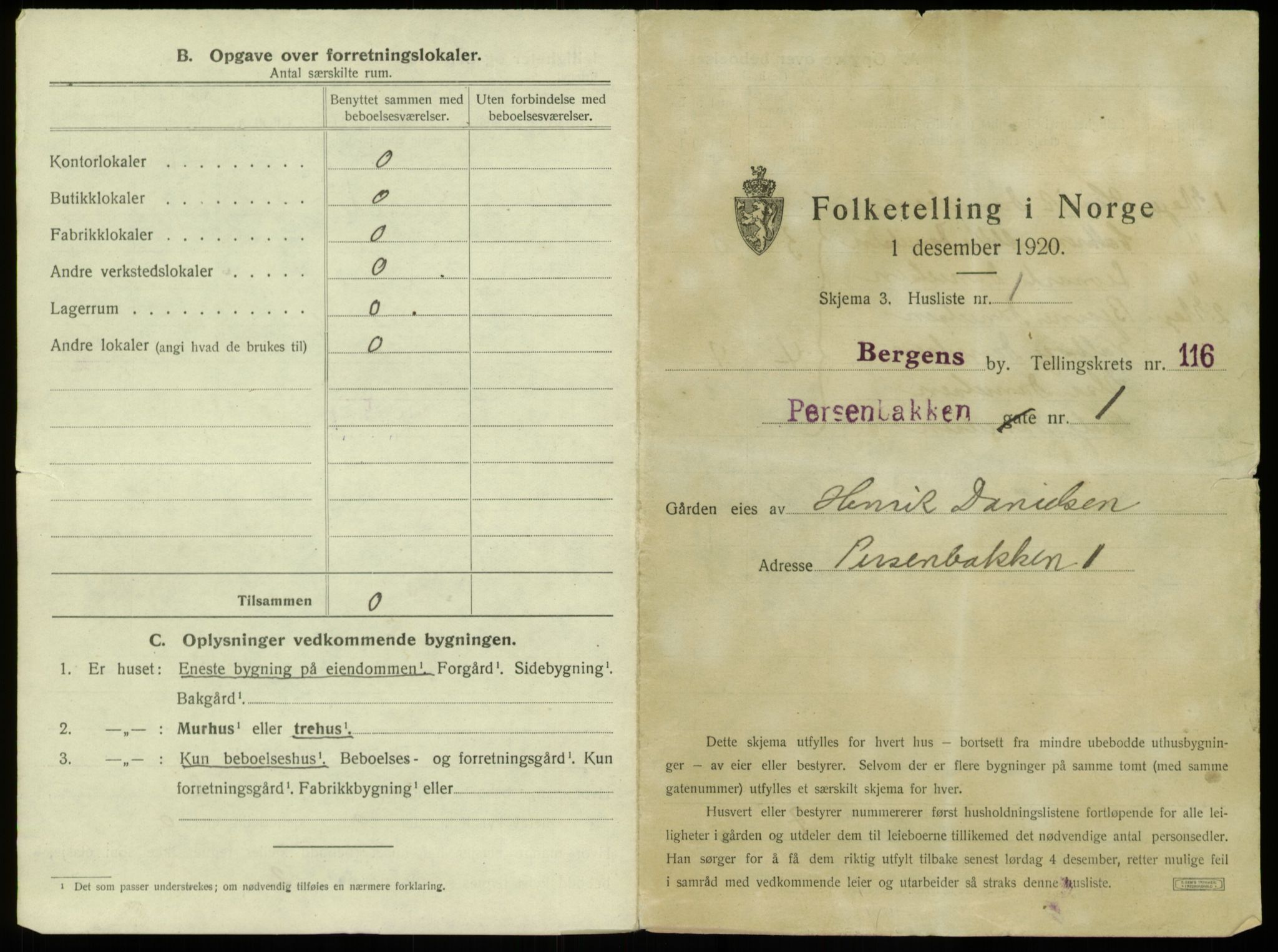 SAB, 1920 census for Bergen, 1920, p. 10405