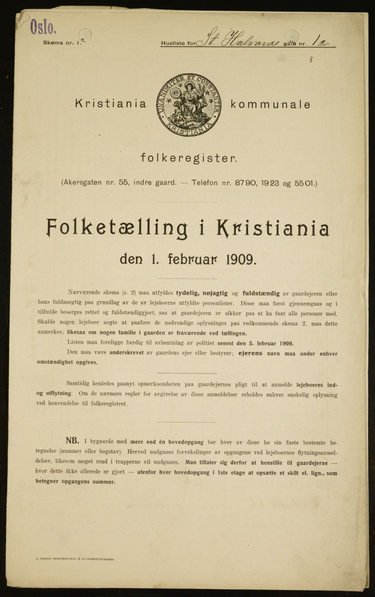 OBA, Municipal Census 1909 for Kristiania, 1909, p. 79450