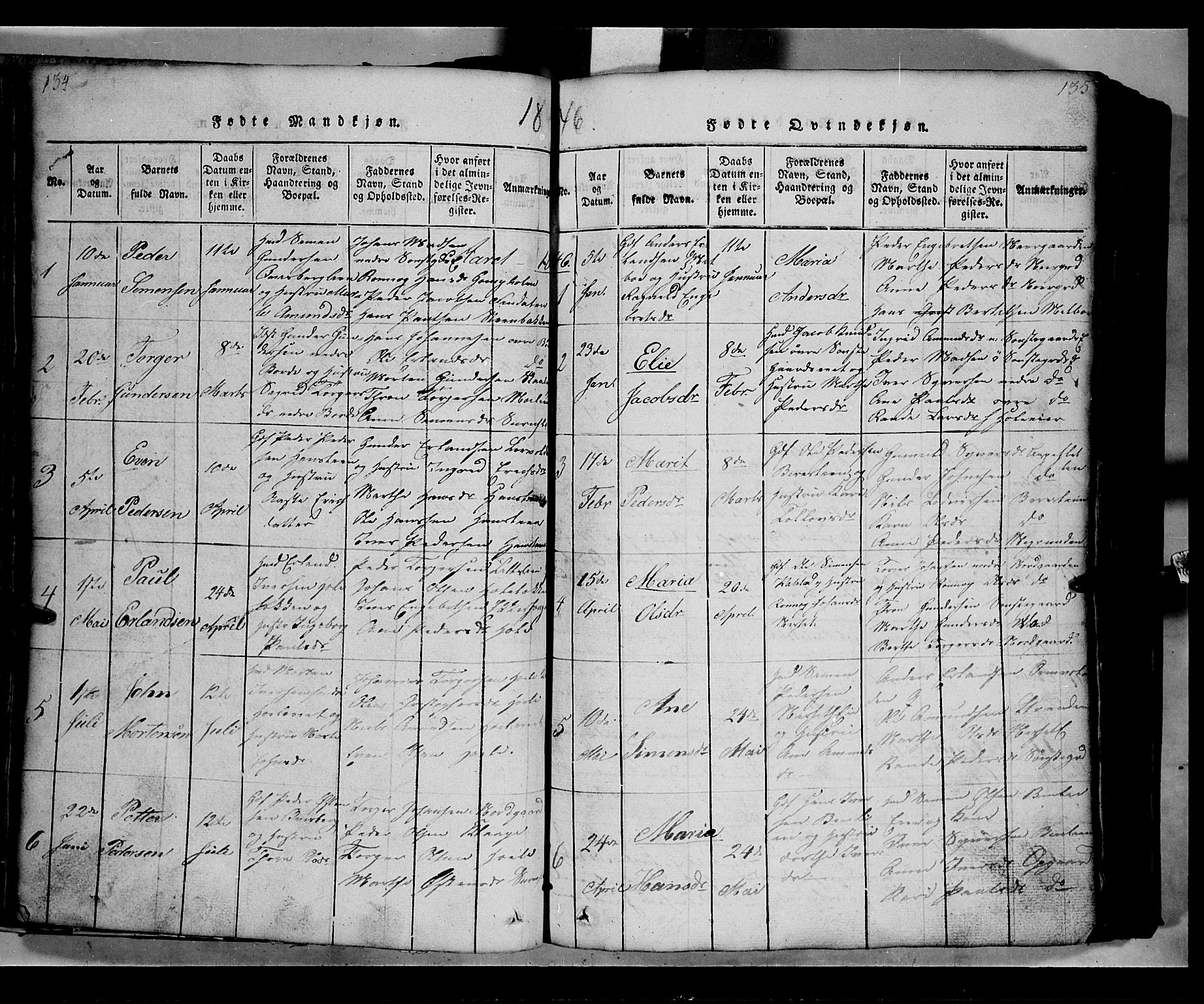 Gausdal prestekontor, SAH/PREST-090/H/Ha/Hab/L0002: Parish register (copy) no. 2, 1818-1874, p. 134-135