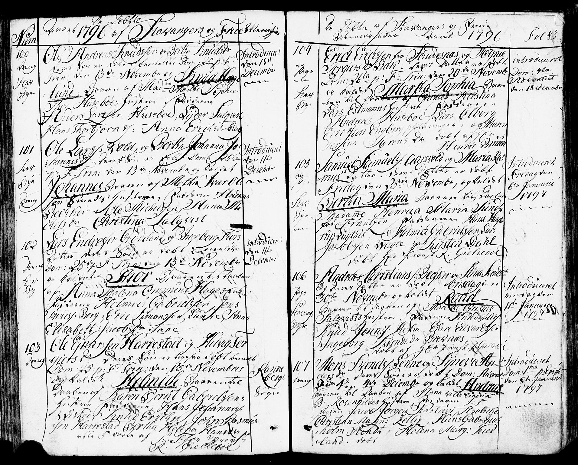 Domkirken sokneprestkontor, SAST/A-101812/001/30/30BB/L0007: Parish register (copy) no. B 7, 1791-1813, p. 83