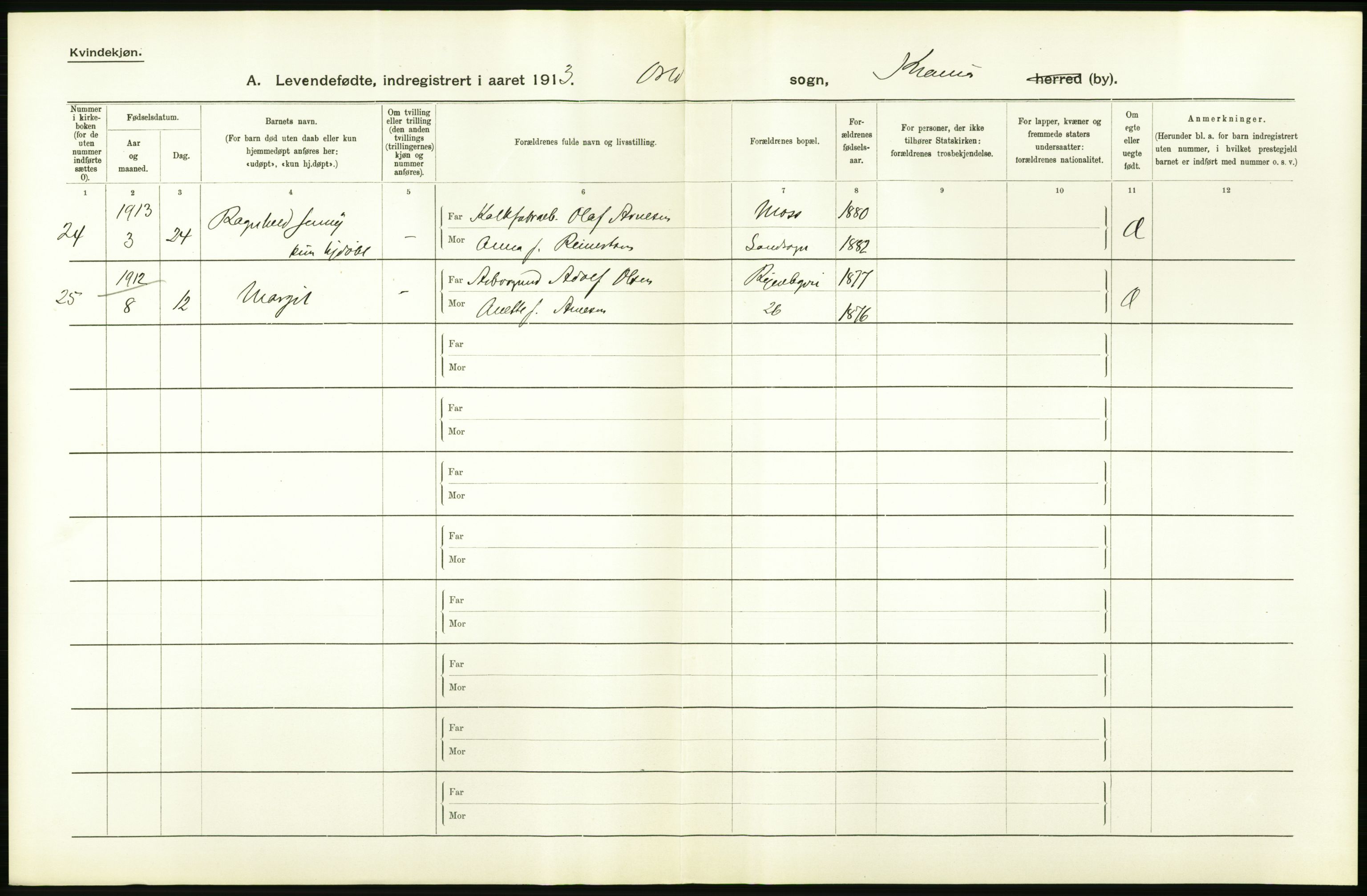 Statistisk sentralbyrå, Sosiodemografiske emner, Befolkning, AV/RA-S-2228/D/Df/Dfb/Dfbc/L0007: Kristiania: Levendefødte menn og kvinner., 1913, p. 836