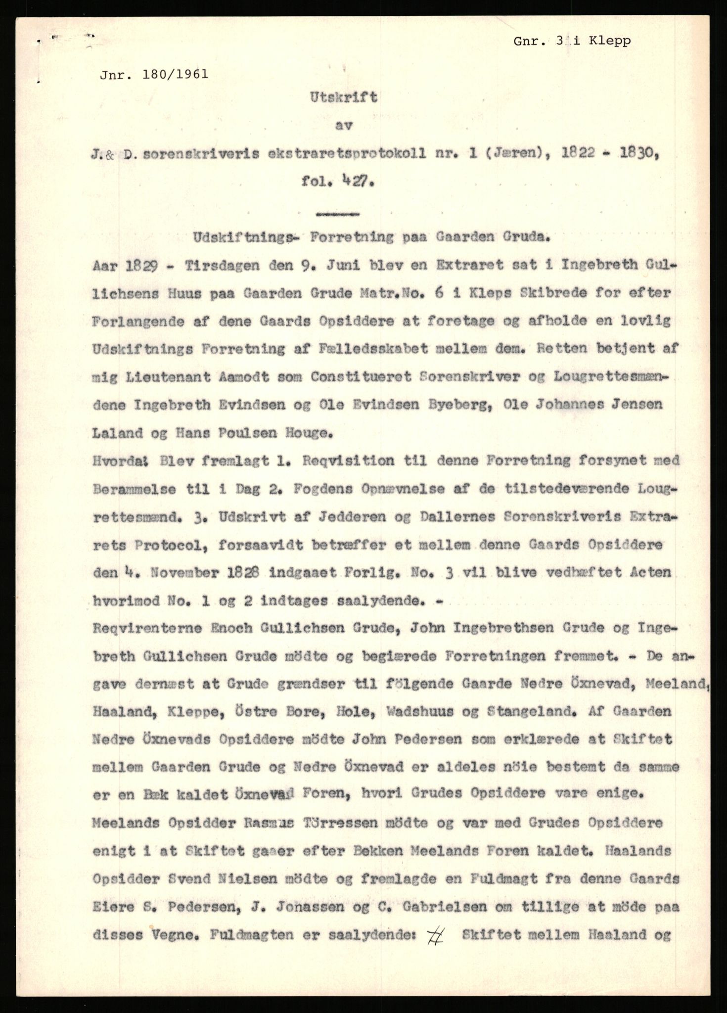 Statsarkivet i Stavanger, SAST/A-101971/03/Y/Yj/L0027: Avskrifter sortert etter gårdsnavn: Gravdal - Grøtteland, 1750-1930, p. 167