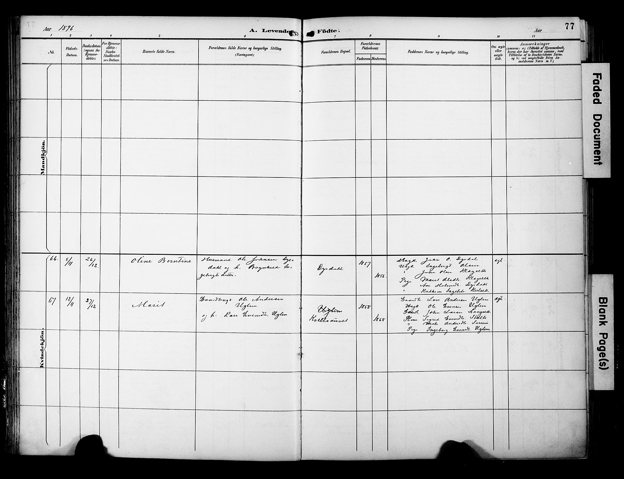 Ministerialprotokoller, klokkerbøker og fødselsregistre - Sør-Trøndelag, SAT/A-1456/695/L1149: Parish register (official) no. 695A09, 1891-1902, p. 77