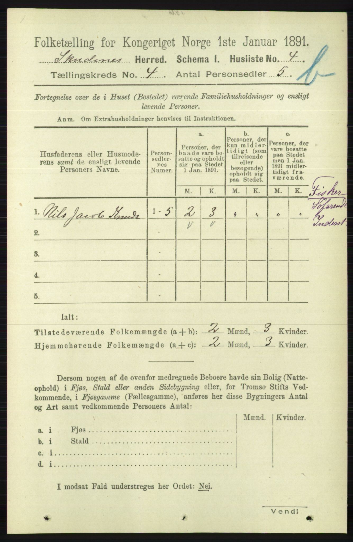 RA, 1891 census for 1150 Skudenes, 1891, p. 4432