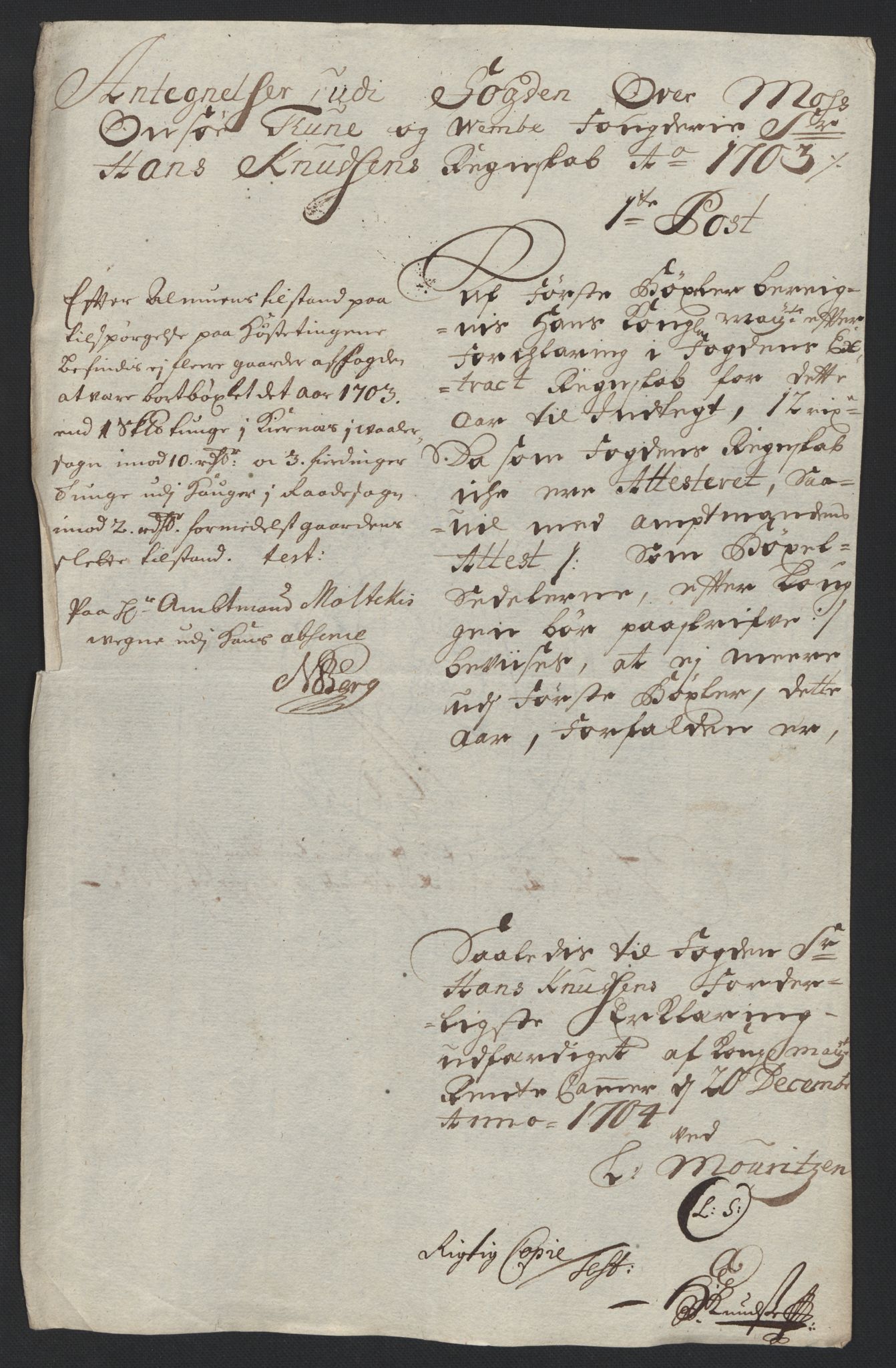 Rentekammeret inntil 1814, Reviderte regnskaper, Fogderegnskap, AV/RA-EA-4092/R04/L0132: Fogderegnskap Moss, Onsøy, Tune, Veme og Åbygge, 1703-1704, p. 281