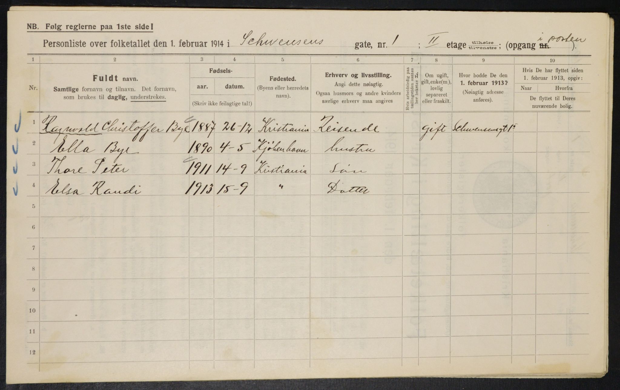 OBA, Municipal Census 1914 for Kristiania, 1914, p. 92496