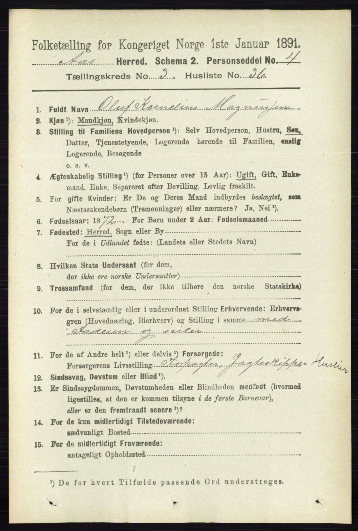 RA, 1891 census for 0214 Ås, 1891, p. 2355