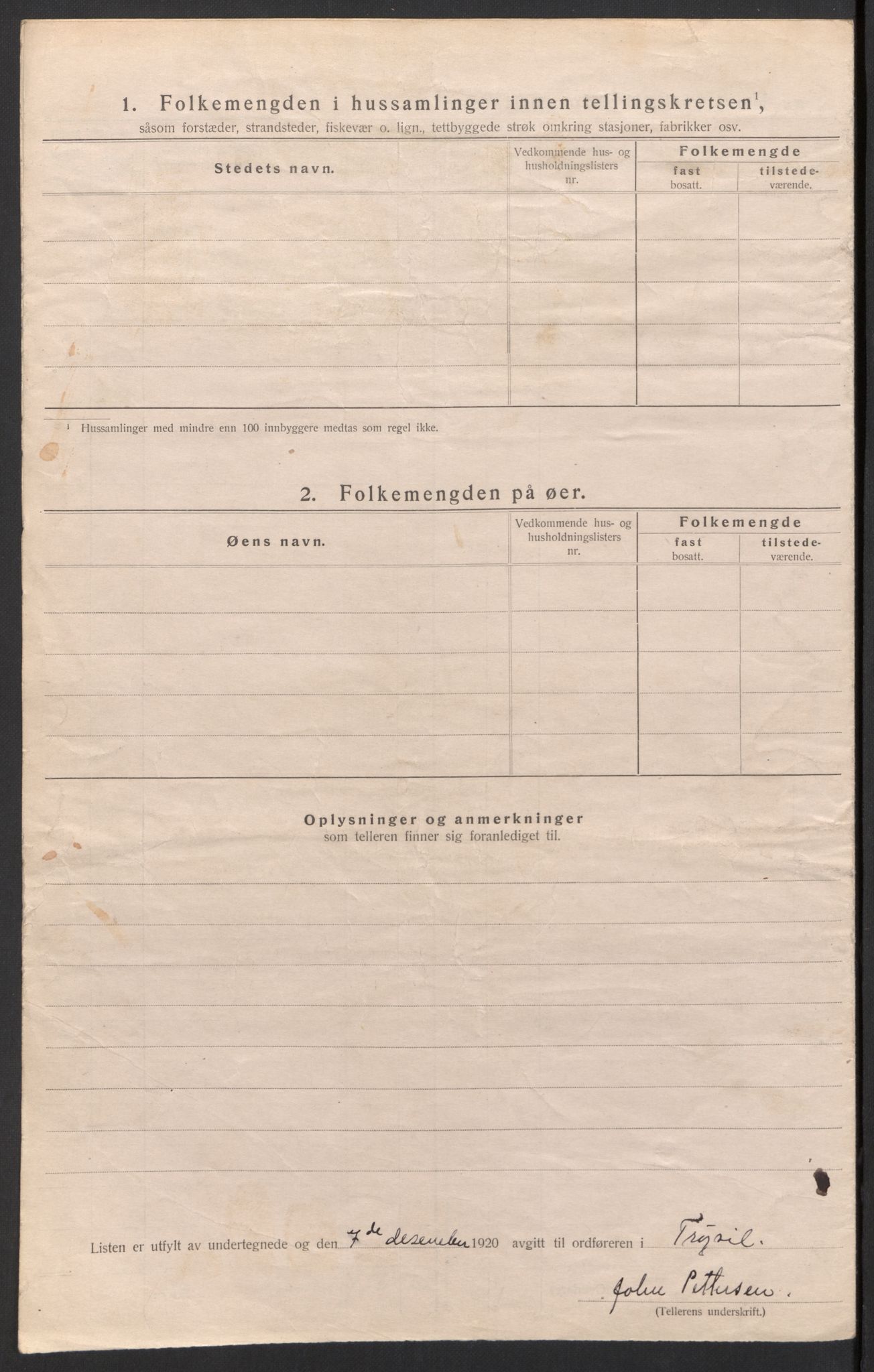 SAH, 1920 census for Trysil, 1920, p. 44