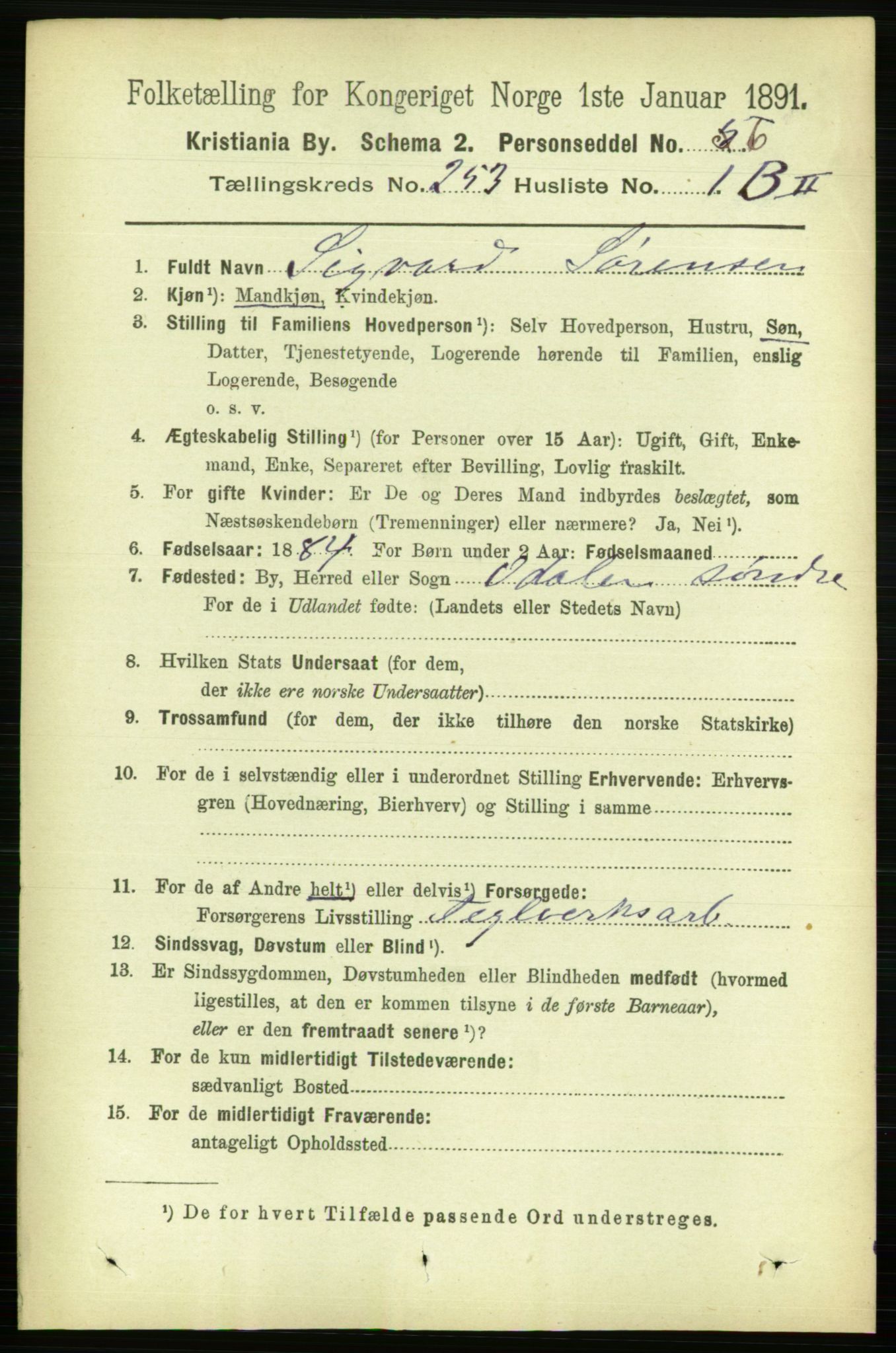 RA, 1891 census for 0301 Kristiania, 1891, p. 153829