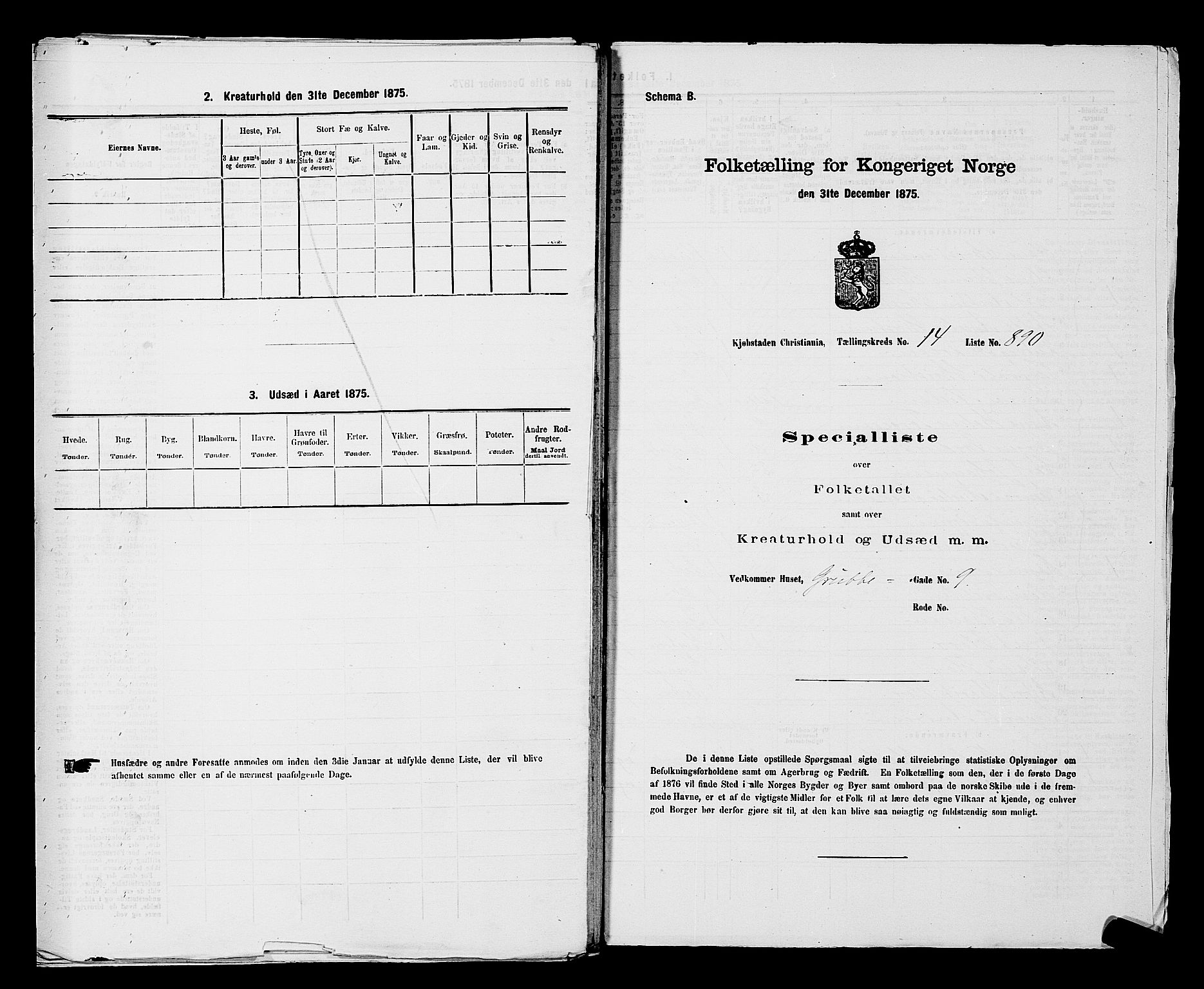 RA, 1875 census for 0301 Kristiania, 1875, p. 2760