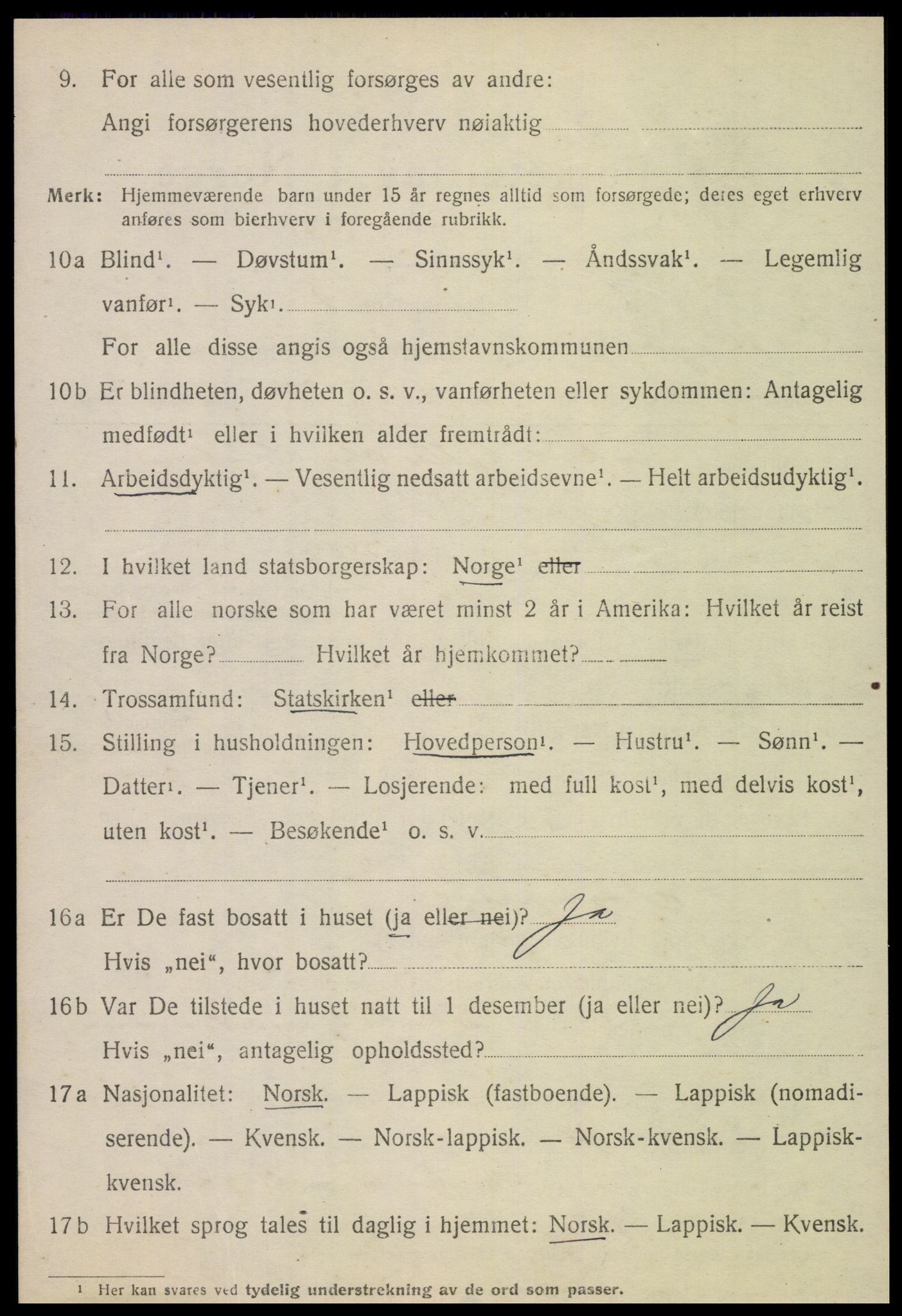 SAT, 1920 census for Tjøtta, 1920, p. 3422