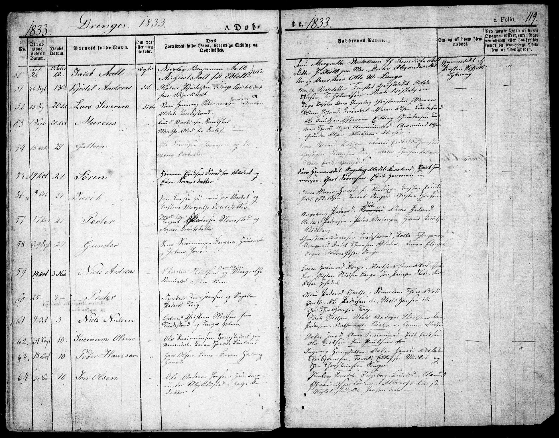 Holt sokneprestkontor, AV/SAK-1111-0021/F/Fa/L0006: Parish register (official) no. A 6, 1820-1835, p. 119