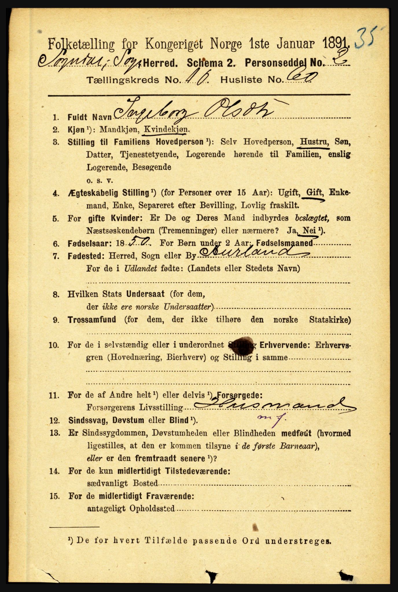 RA, 1891 census for 1420 Sogndal, 1891, p. 4320