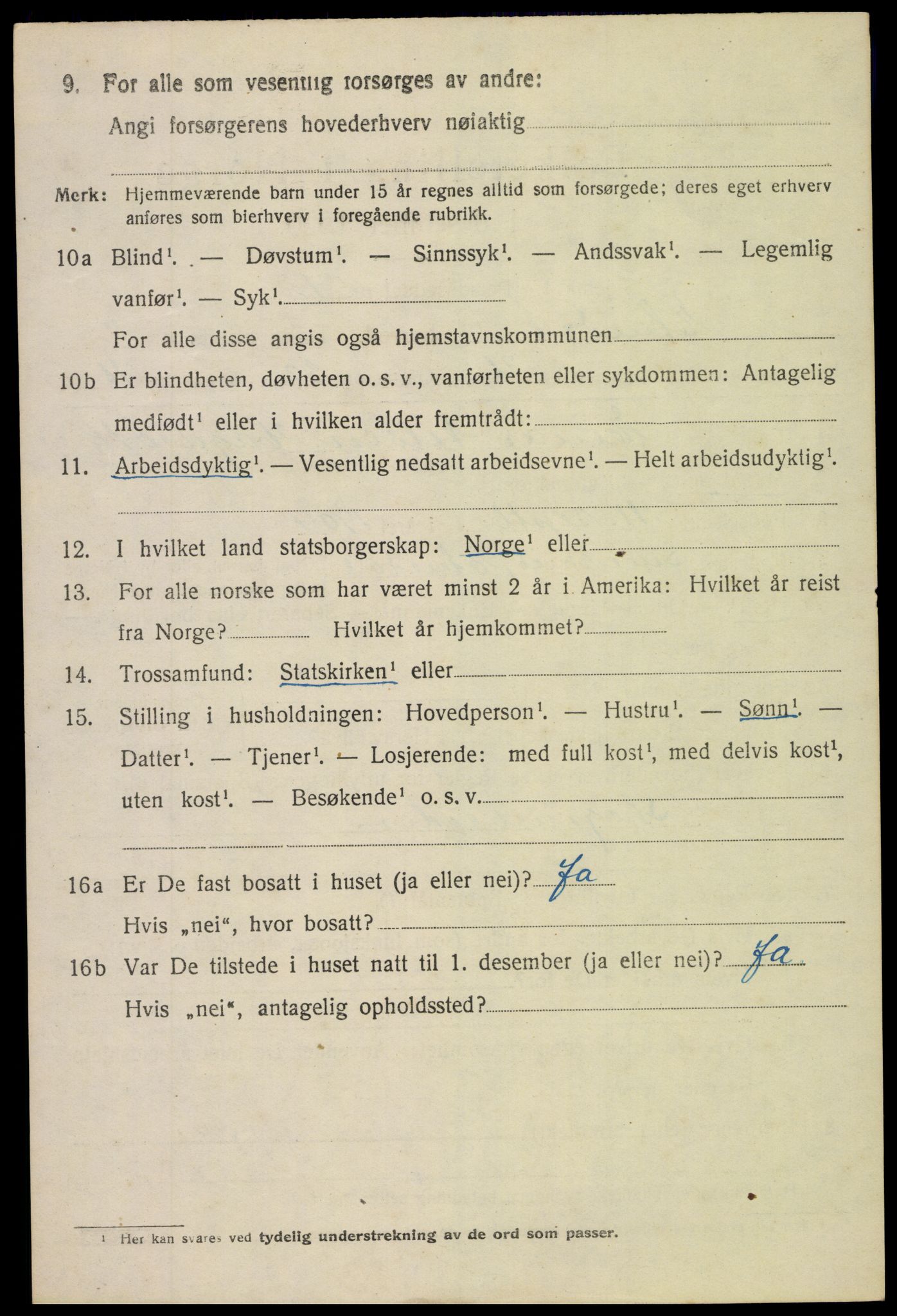 SAH, 1920 census for Etnedal, 1920, p. 1309