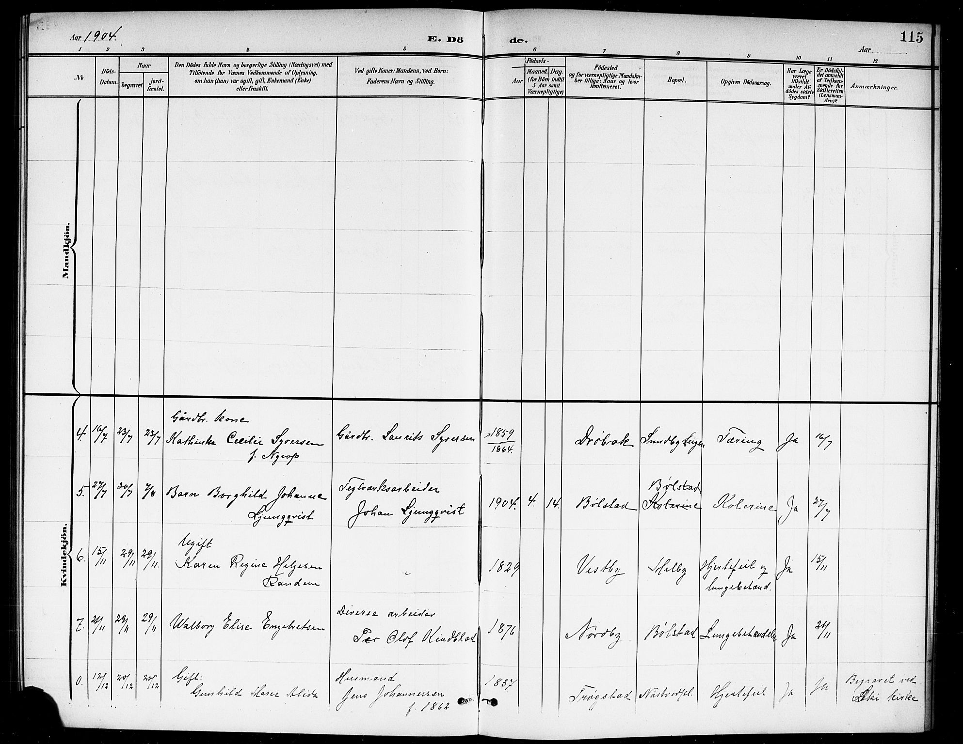 Ås prestekontor Kirkebøker, SAO/A-10894/G/Gb/L0001: Parish register (copy) no. II 1, 1901-1920, p. 115