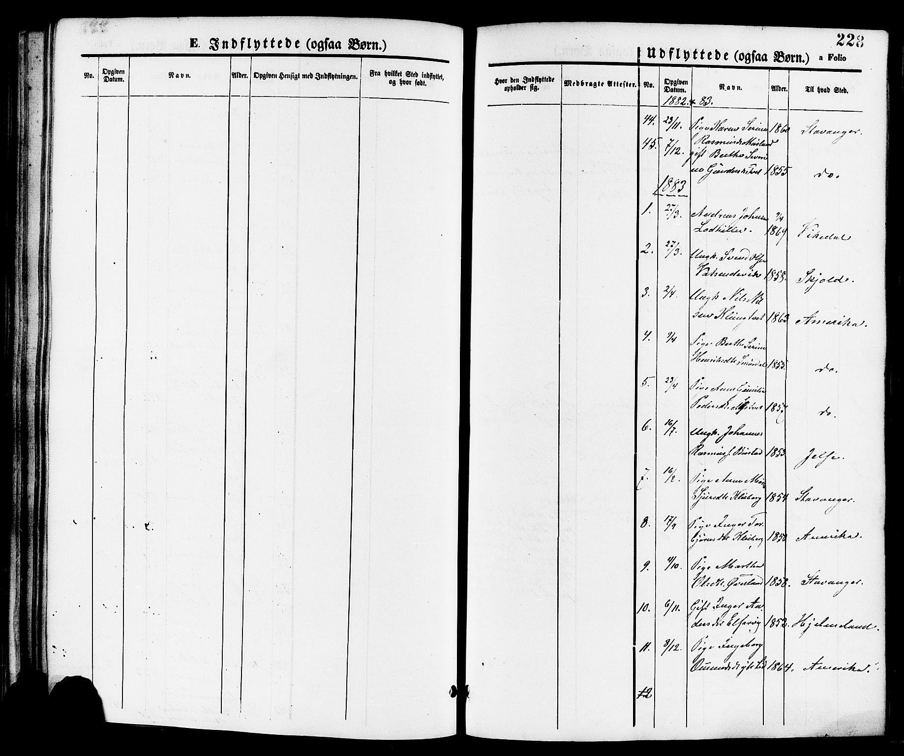 Nedstrand sokneprestkontor, SAST/A-101841/01/IV: Parish register (official) no. A 11, 1877-1887, p. 228