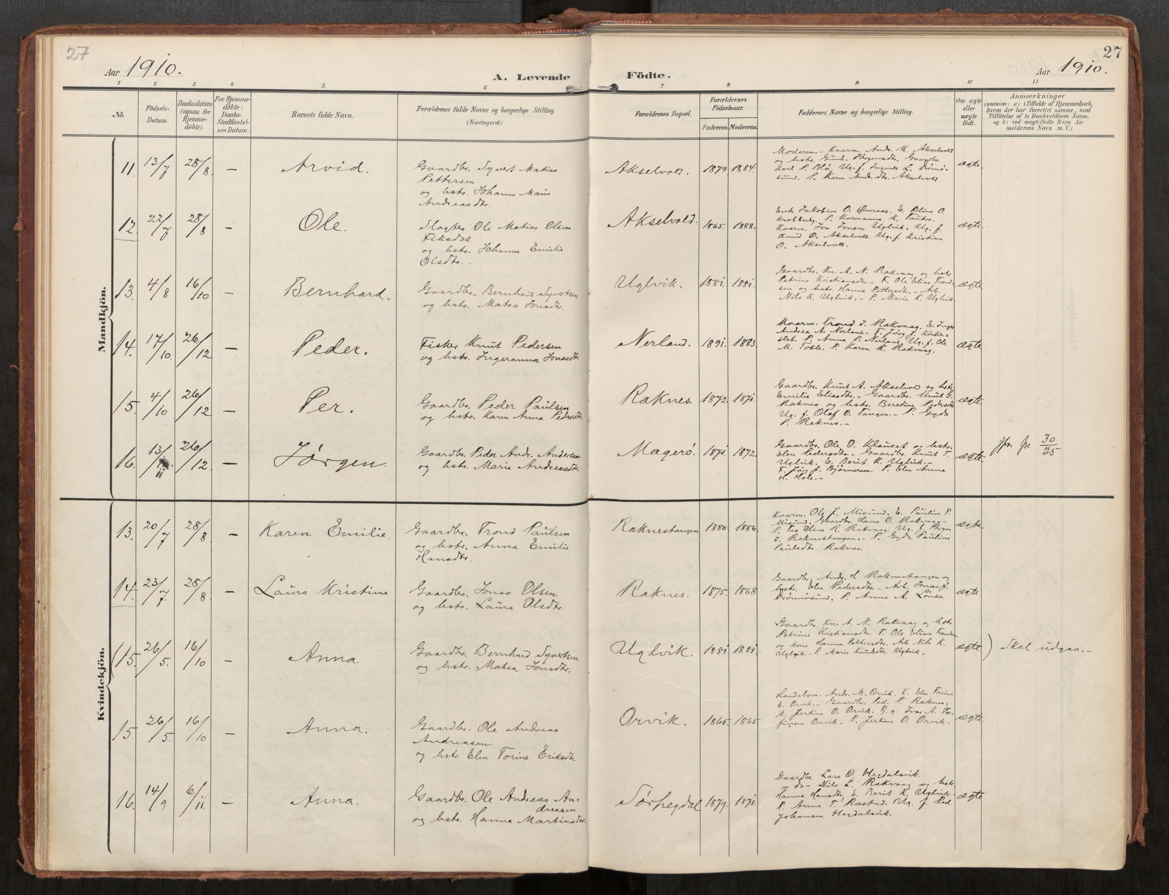 Ministerialprotokoller, klokkerbøker og fødselsregistre - Møre og Romsdal, AV/SAT-A-1454/563/L0740: Parish register (official) no. 563A02, 1903-1923, p. 27