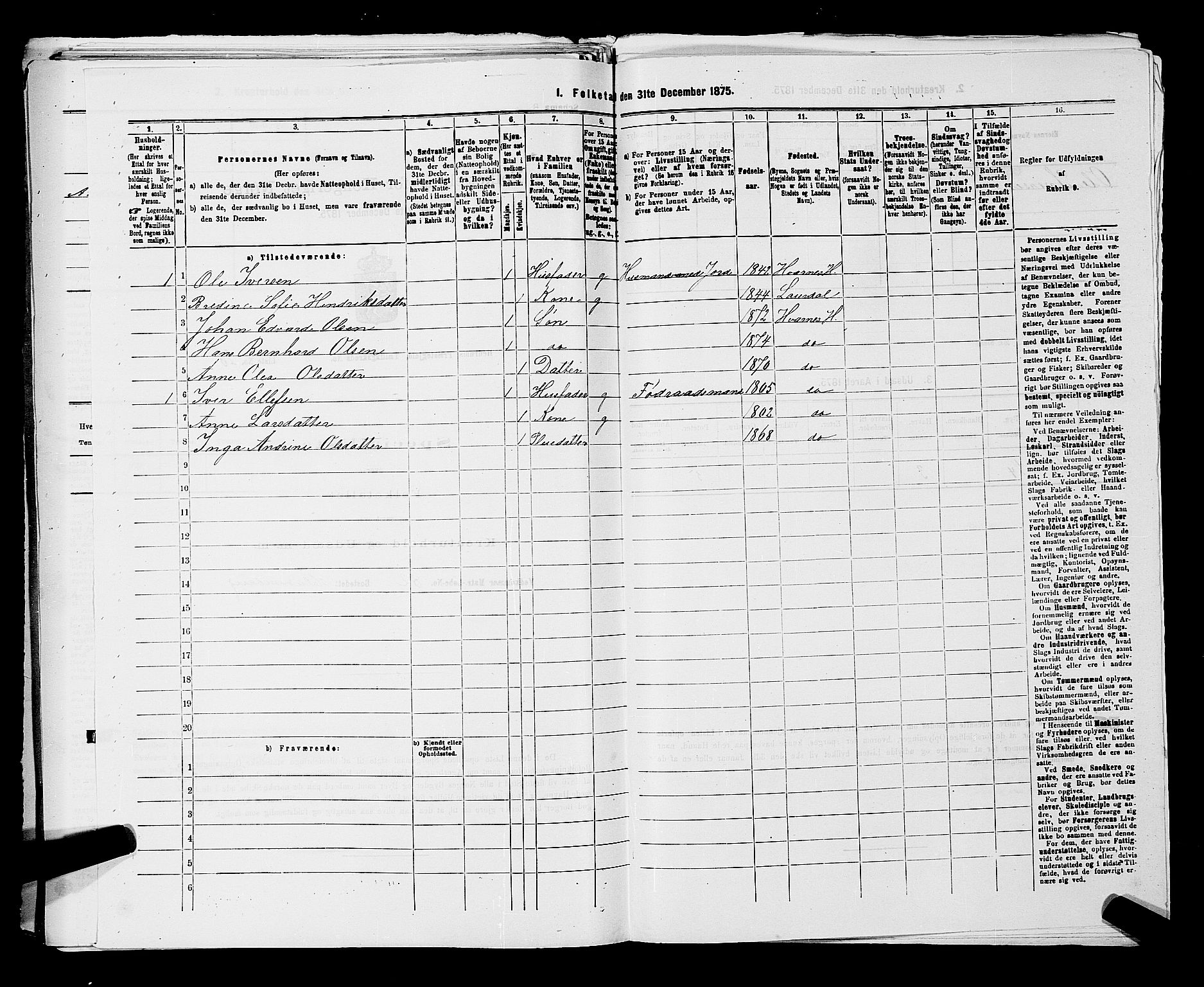 SAKO, 1875 census for 0727P Hedrum, 1875, p. 1163