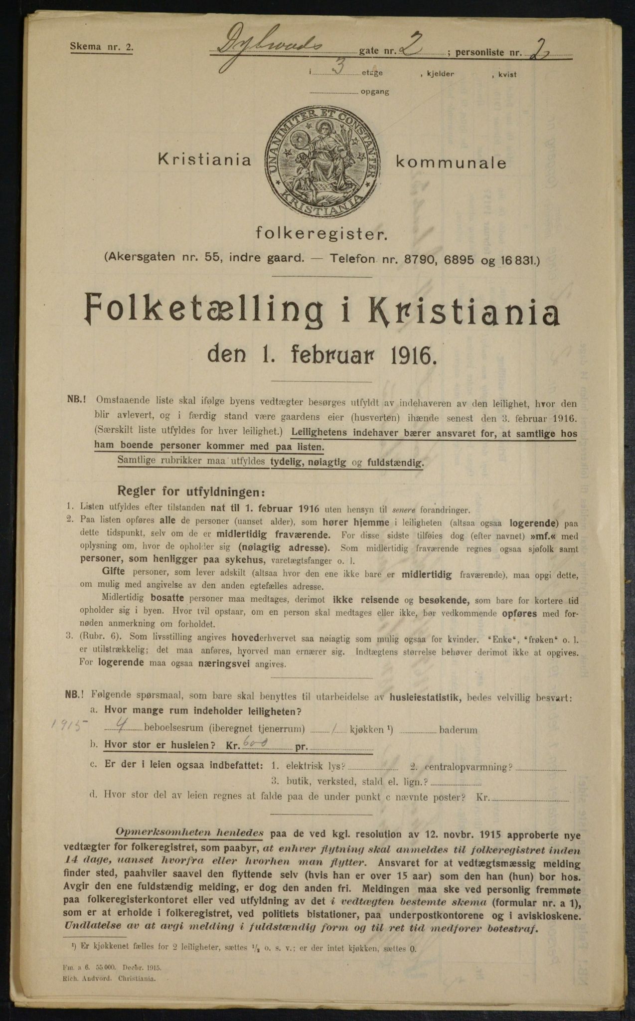 OBA, Municipal Census 1916 for Kristiania, 1916, p. 17537