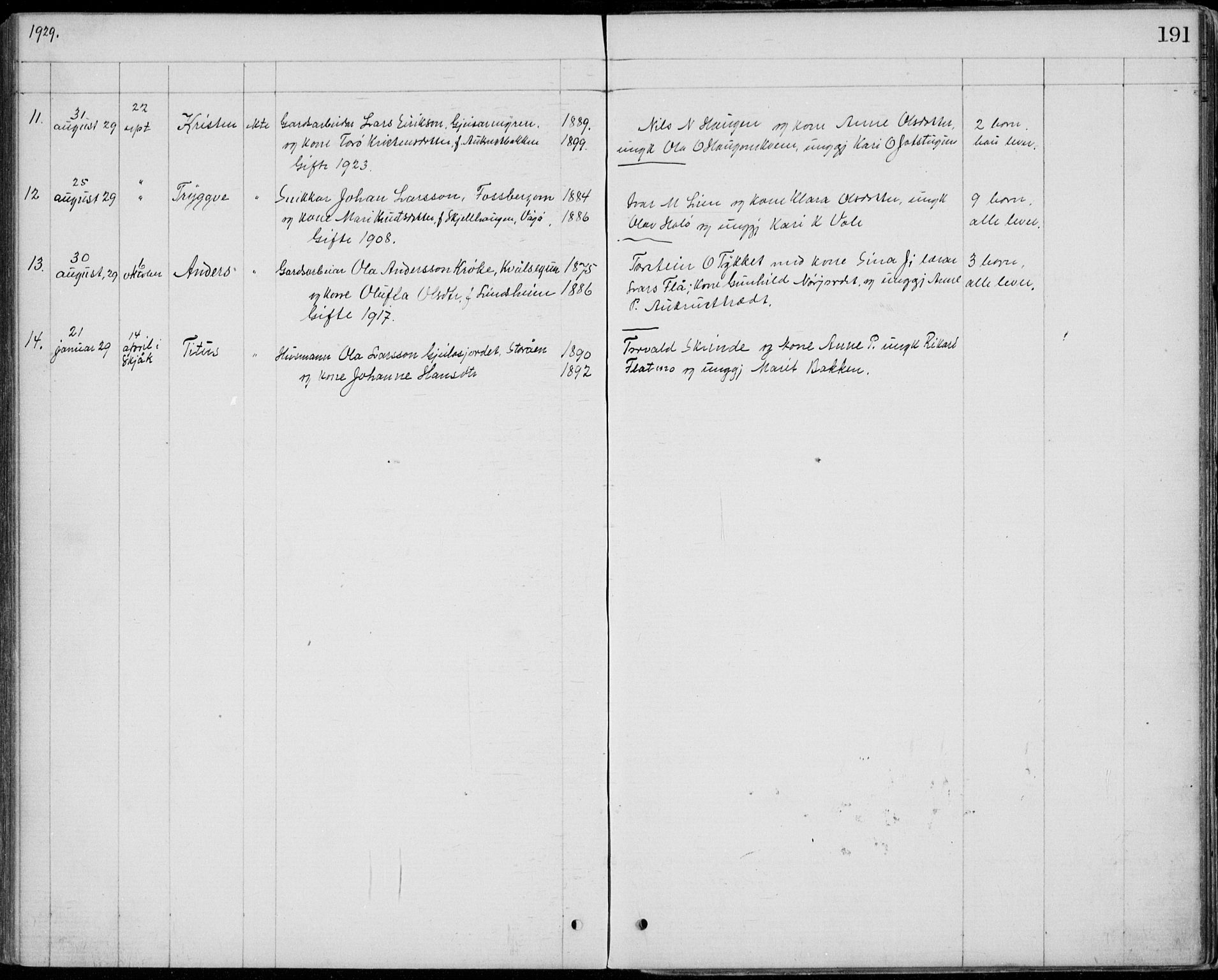 Lom prestekontor, SAH/PREST-070/L/L0013: Parish register (copy) no. 13, 1874-1938, p. 191