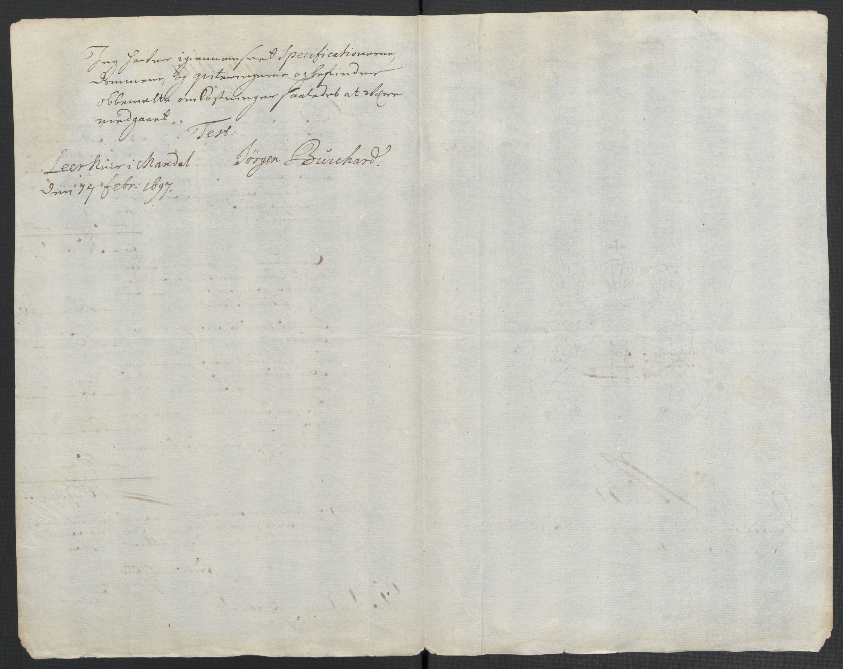 Rentekammeret inntil 1814, Reviderte regnskaper, Fogderegnskap, RA/EA-4092/R43/L2546: Fogderegnskap Lista og Mandal, 1696-1697, p. 142