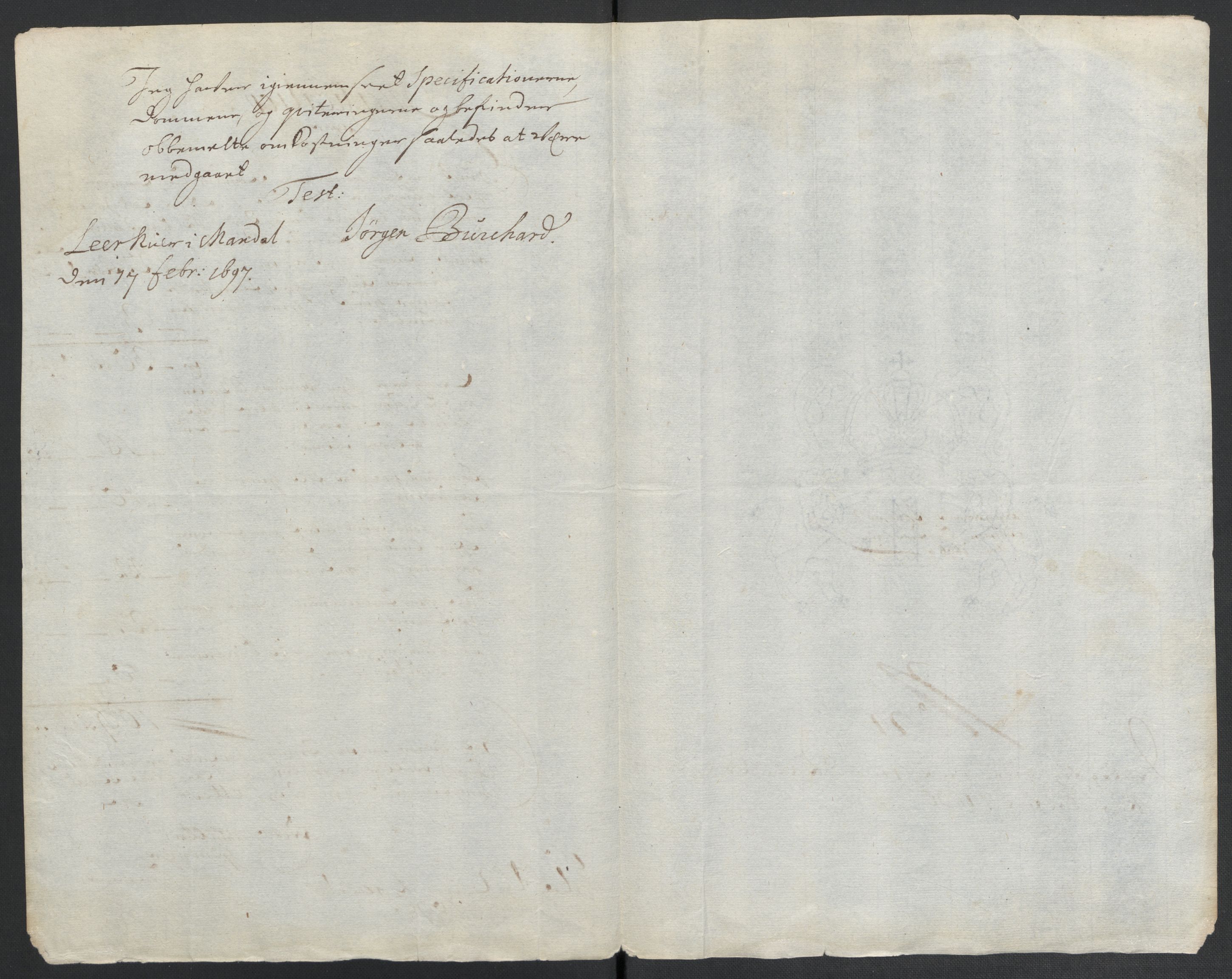 Rentekammeret inntil 1814, Reviderte regnskaper, Fogderegnskap, AV/RA-EA-4092/R43/L2546: Fogderegnskap Lista og Mandal, 1696-1697, p. 142
