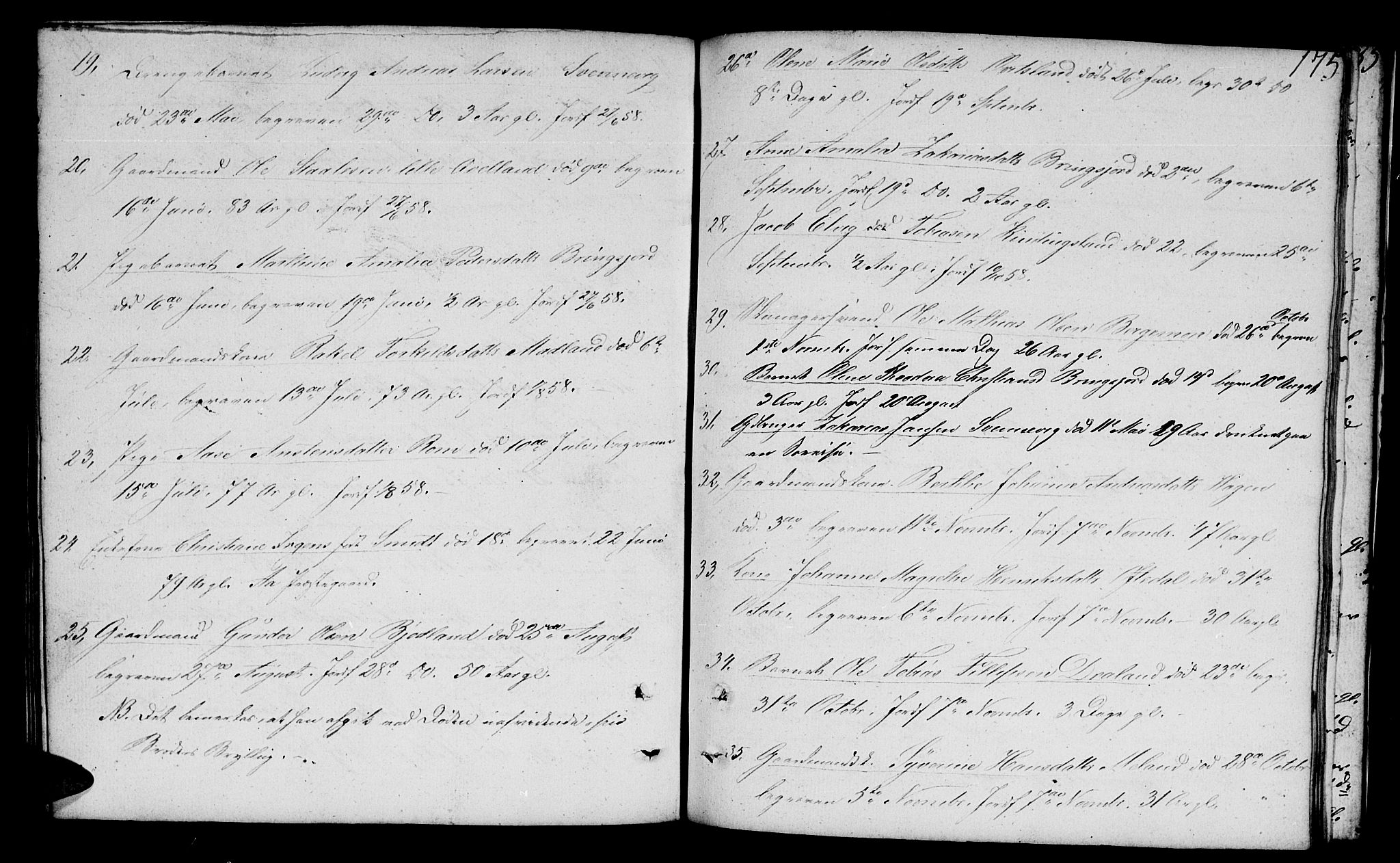 Lyngdal sokneprestkontor, SAK/1111-0029/F/Fb/Fbc/L0002: Parish register (copy) no. B 2, 1849-1864, p. 175