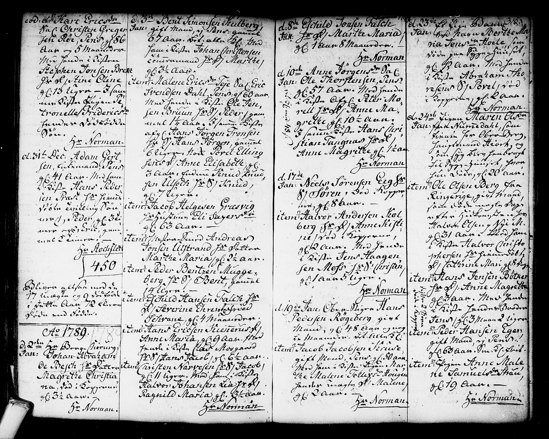 Kongsberg kirkebøker, SAKO/A-22/F/Fa/L0006: Parish register (official) no. I 6, 1783-1797, p. 315