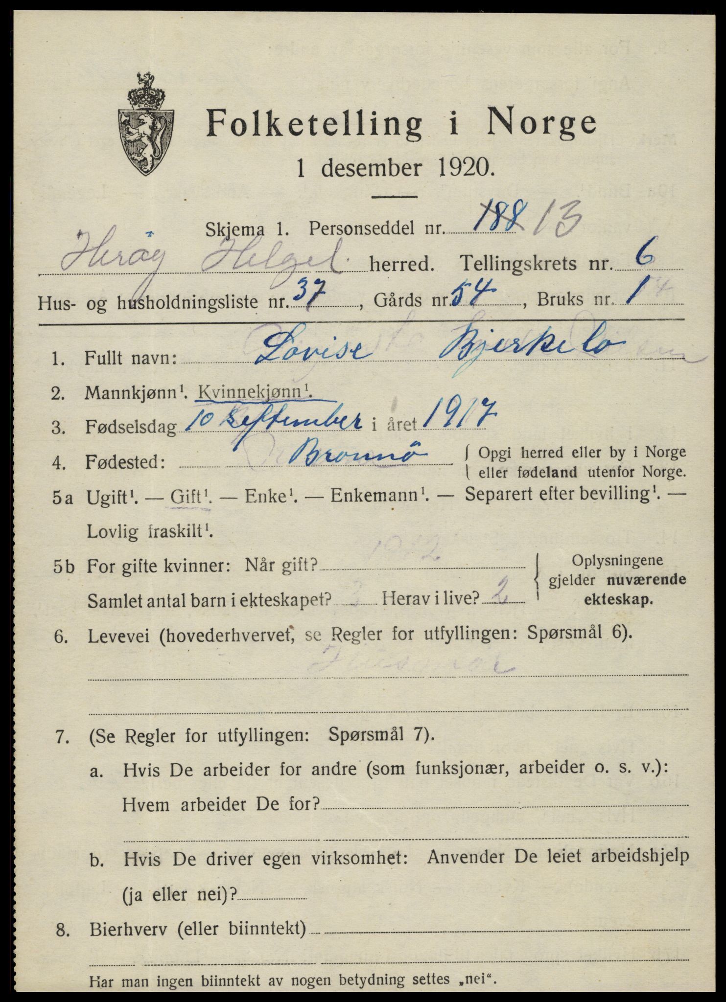 SAT, 1920 census for Herøy, 1920, p. 4508