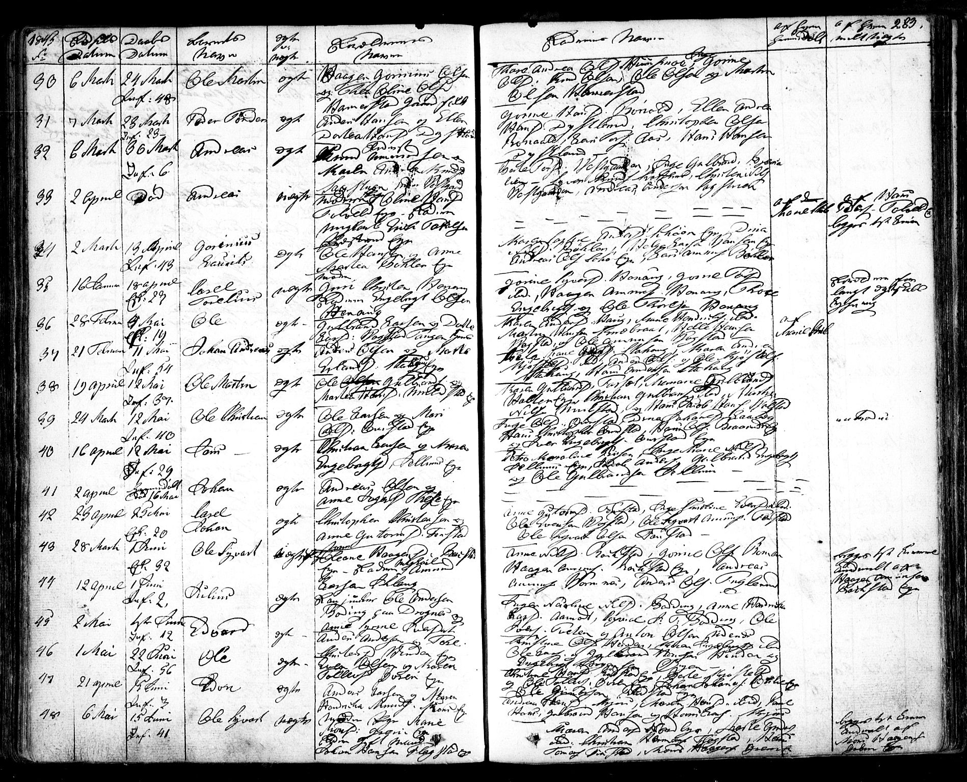 Nes prestekontor Kirkebøker, AV/SAO-A-10410/F/Fa/L0006: Parish register (official) no. I 6, 1833-1845, p. 283