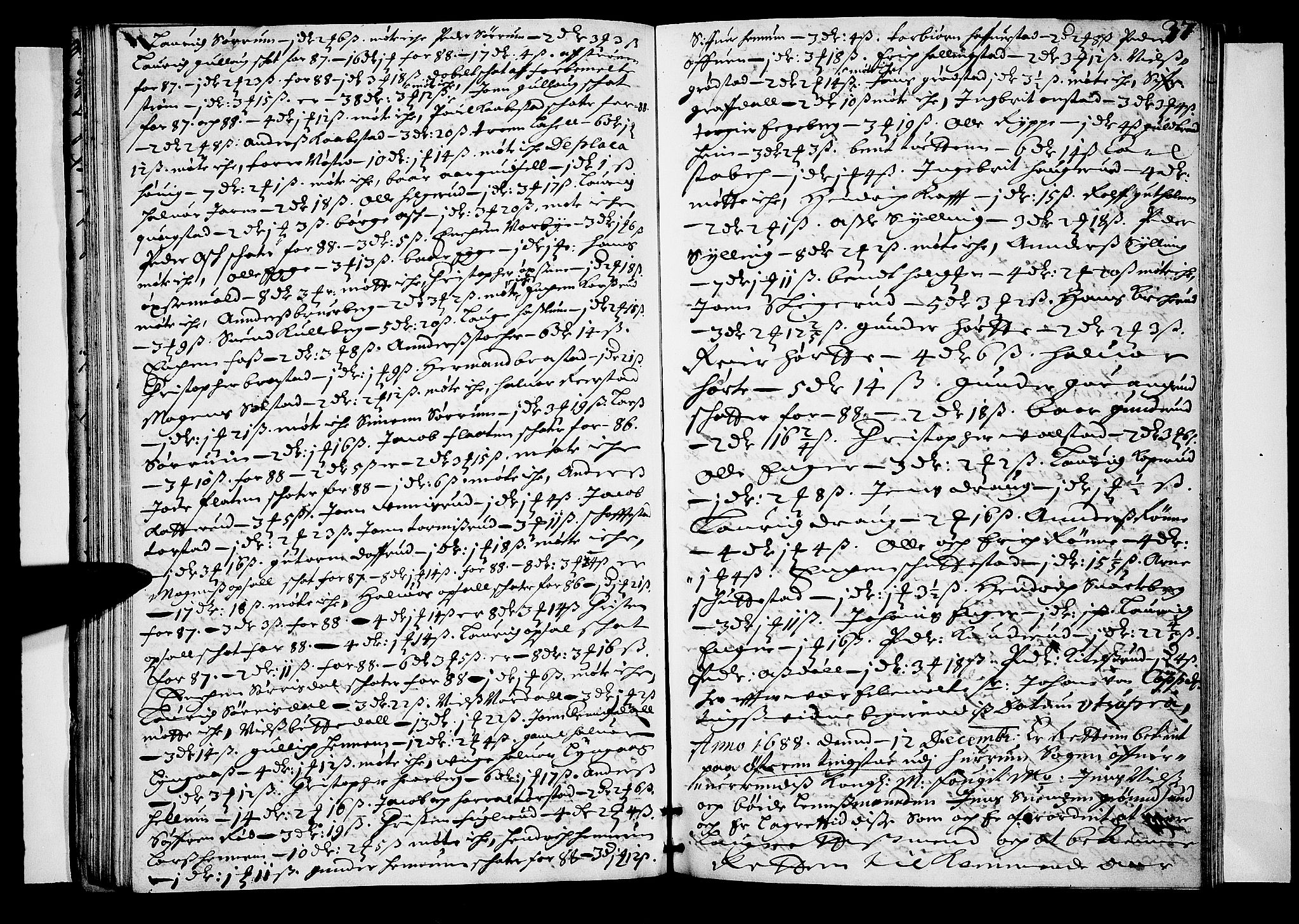 Lier, Røyken og Hurum sorenskriveri, AV/SAKO-A-89/F/Fa/L0029: Tingbok, 1688, p. 37