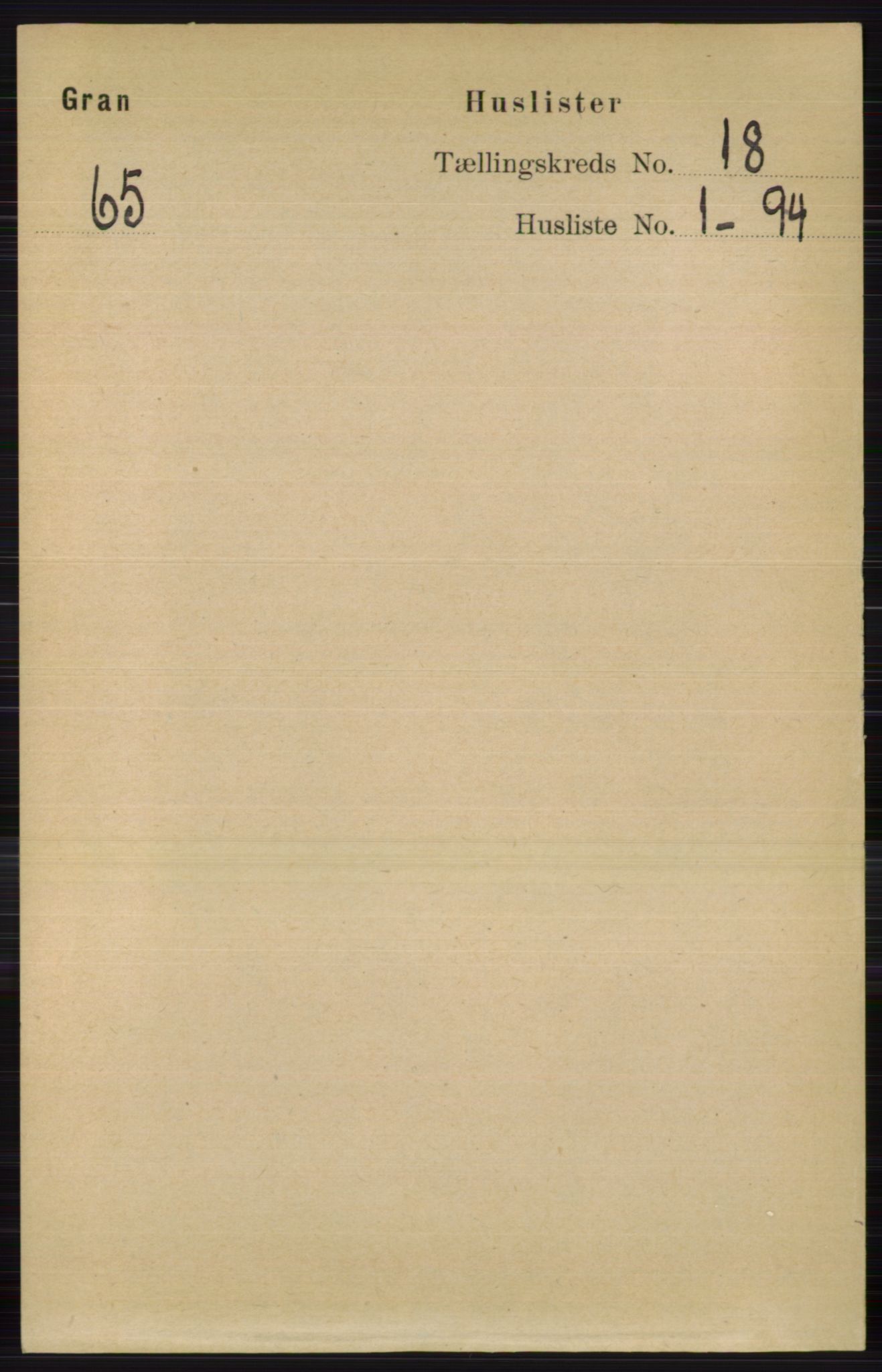 RA, 1891 census for 0534 Gran, 1891, p. 9436