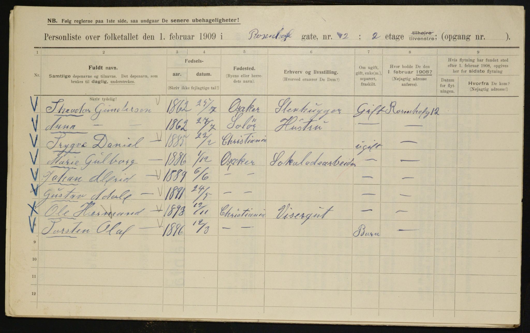 OBA, Municipal Census 1909 for Kristiania, 1909, p. 75914