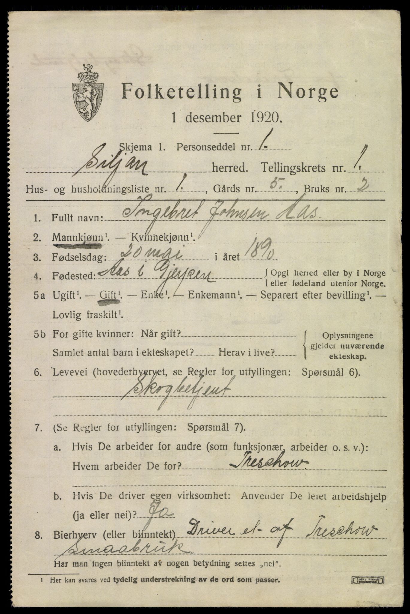 SAKO, 1920 census for Siljan, 1920, p. 435