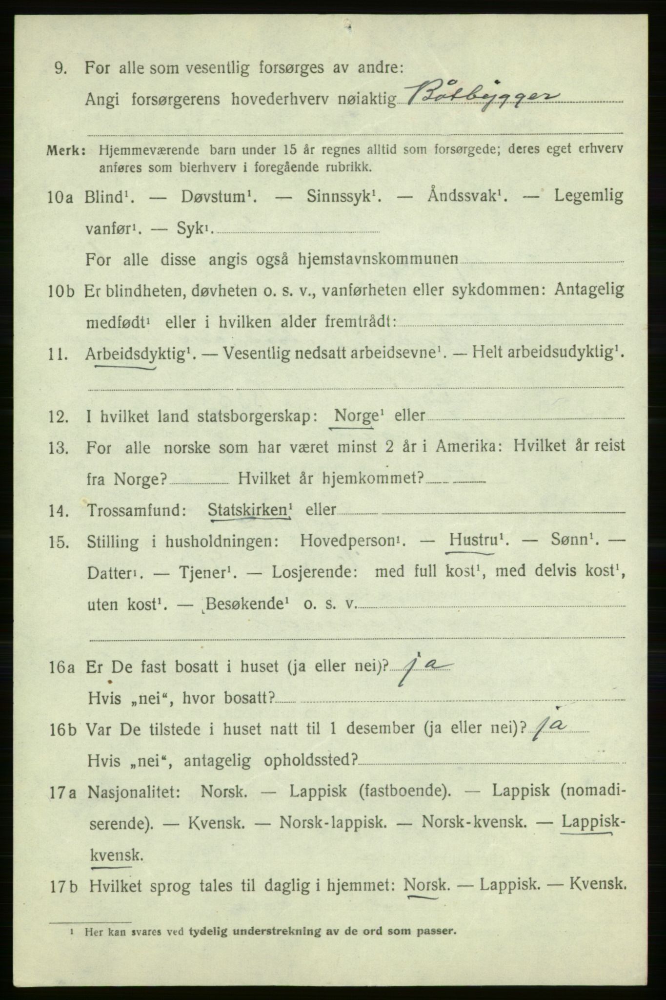 SATØ, 1920 census for Kjelvik, 1920, p. 4316